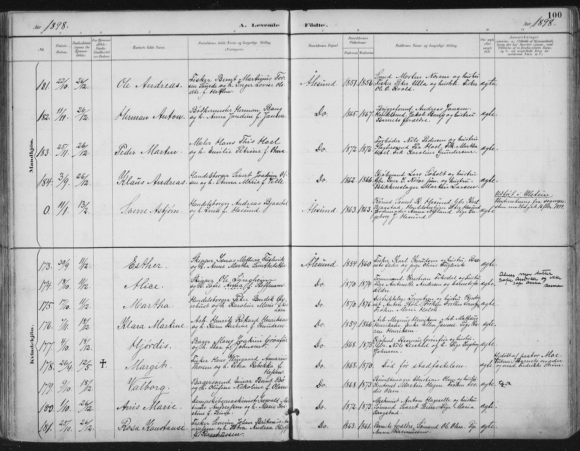 Ministerialprotokoller, klokkerbøker og fødselsregistre - Møre og Romsdal, AV/SAT-A-1454/529/L0456: Ministerialbok nr. 529A06, 1894-1906, s. 100