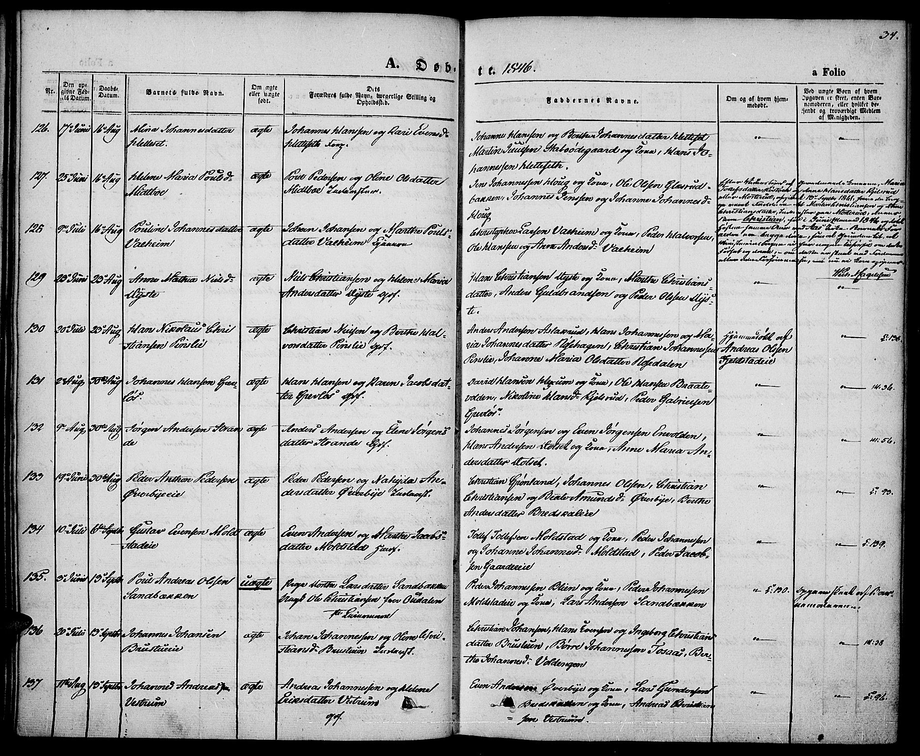 Vestre Toten prestekontor, AV/SAH-PREST-108/H/Ha/Haa/L0004: Ministerialbok nr. 4, 1844-1849, s. 34
