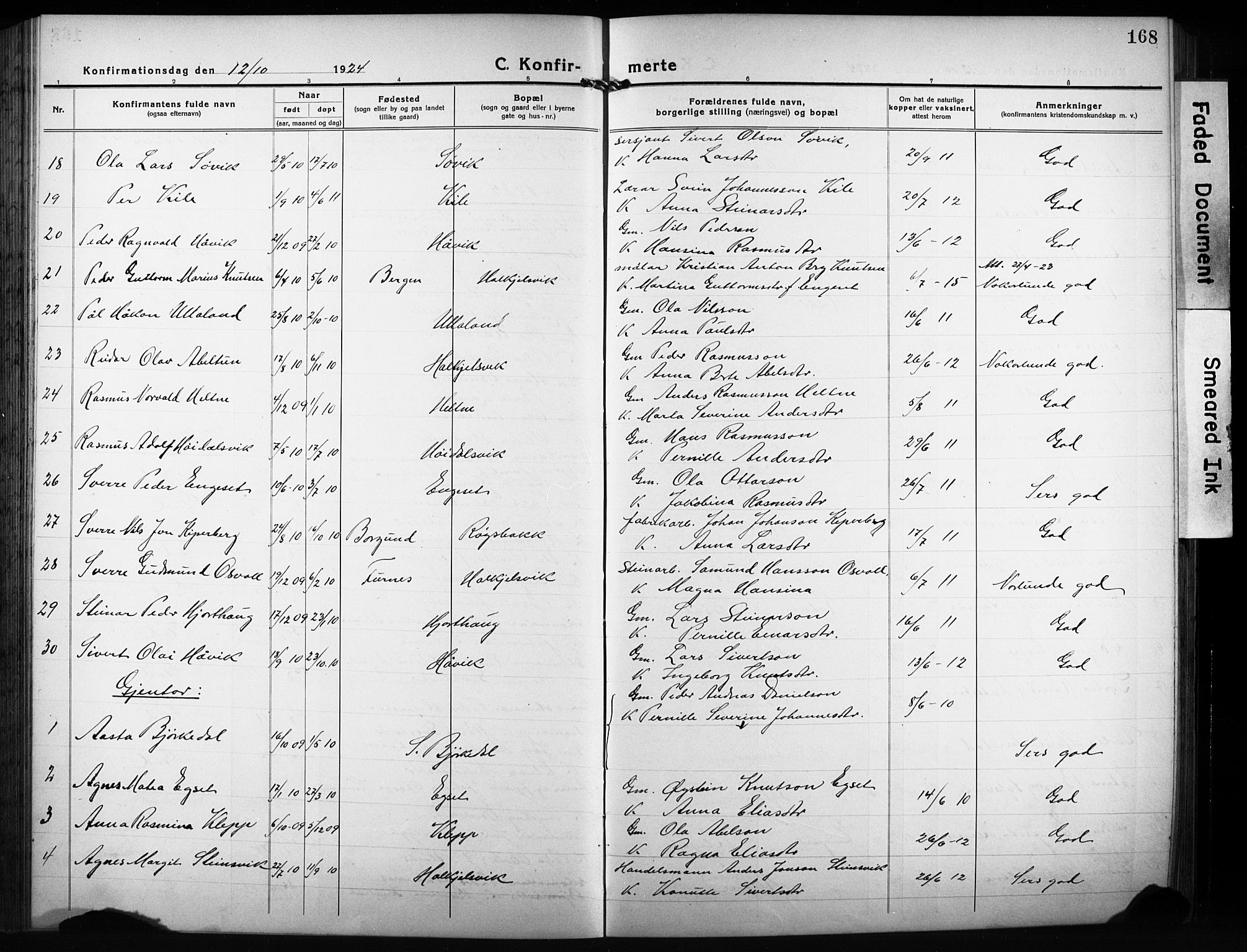 Ministerialprotokoller, klokkerbøker og fødselsregistre - Møre og Romsdal, AV/SAT-A-1454/511/L0160: Klokkerbok nr. 511C06, 1920-1932, s. 168