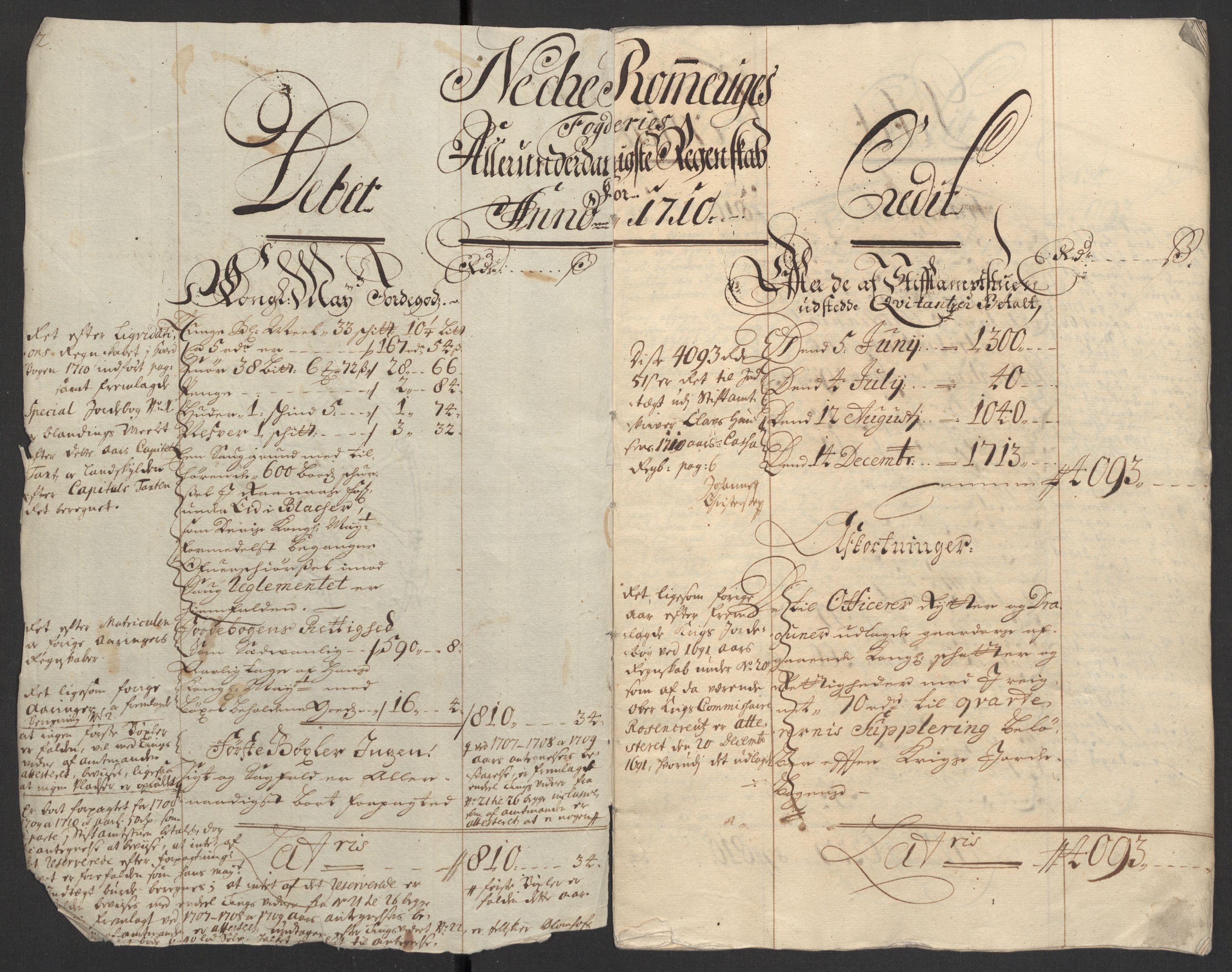 Rentekammeret inntil 1814, Reviderte regnskaper, Fogderegnskap, AV/RA-EA-4092/R11/L0592: Fogderegnskap Nedre Romerike, 1710-1711, s. 4