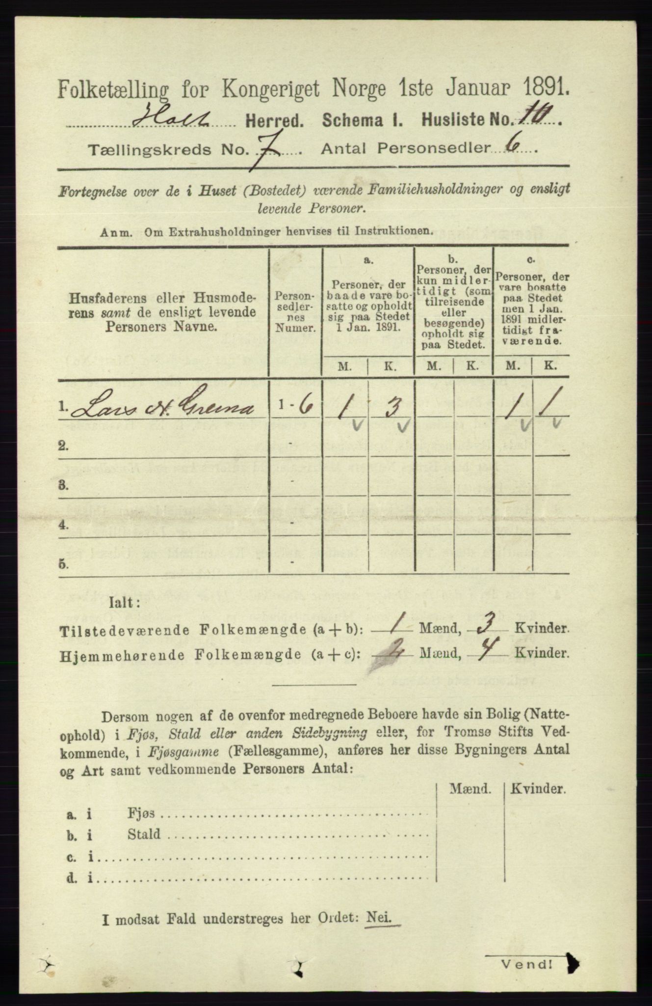 RA, Folketelling 1891 for 0914 Holt herred, 1891, s. 3304