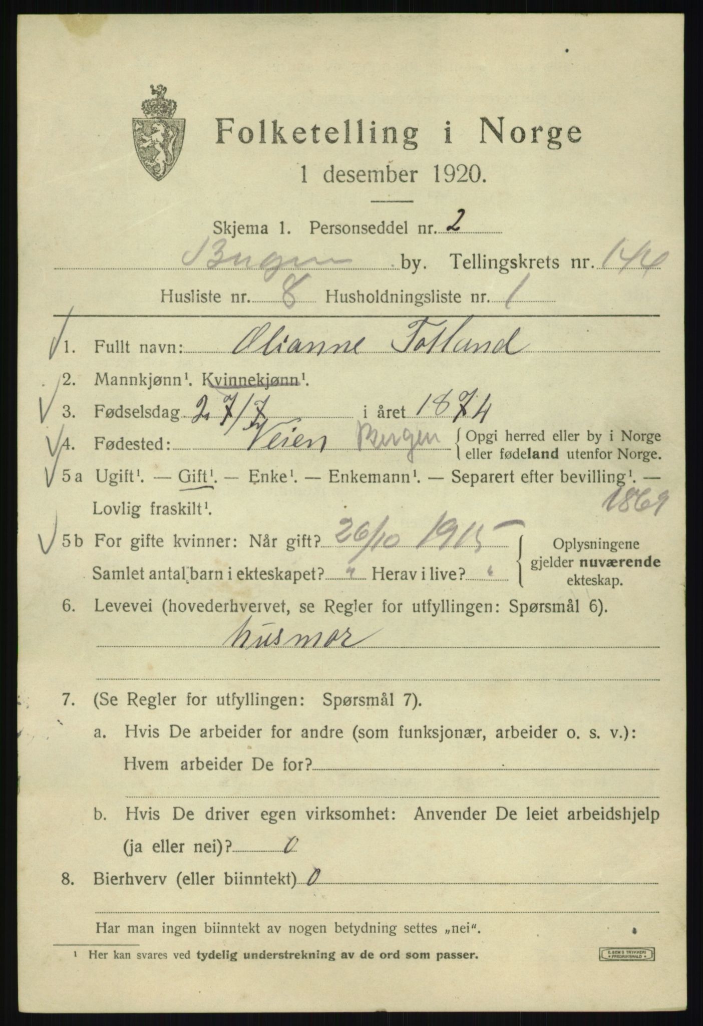 SAB, Folketelling 1920 for 1301 Bergen kjøpstad, 1920, s. 240840
