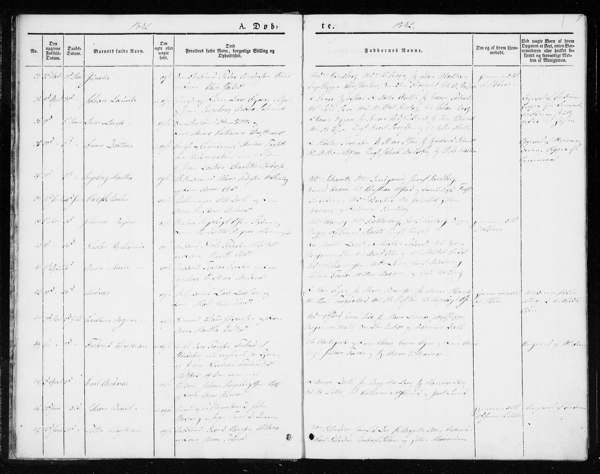 Ministerialprotokoller, klokkerbøker og fødselsregistre - Sør-Trøndelag, SAT/A-1456/604/L0183: Ministerialbok nr. 604A04, 1841-1850, s. 7