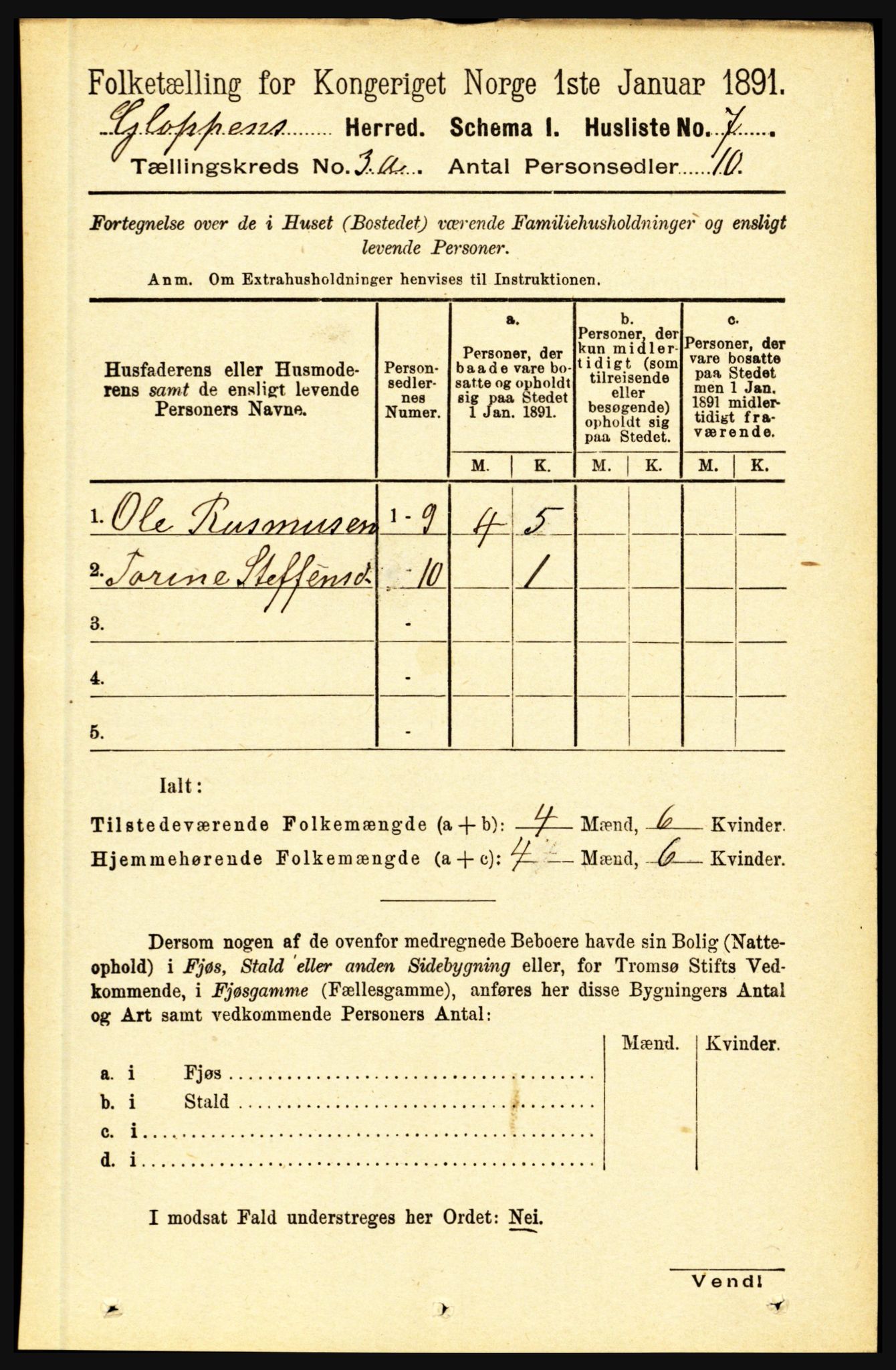 RA, Folketelling 1891 for 1445 Gloppen herred, 1891, s. 1144
