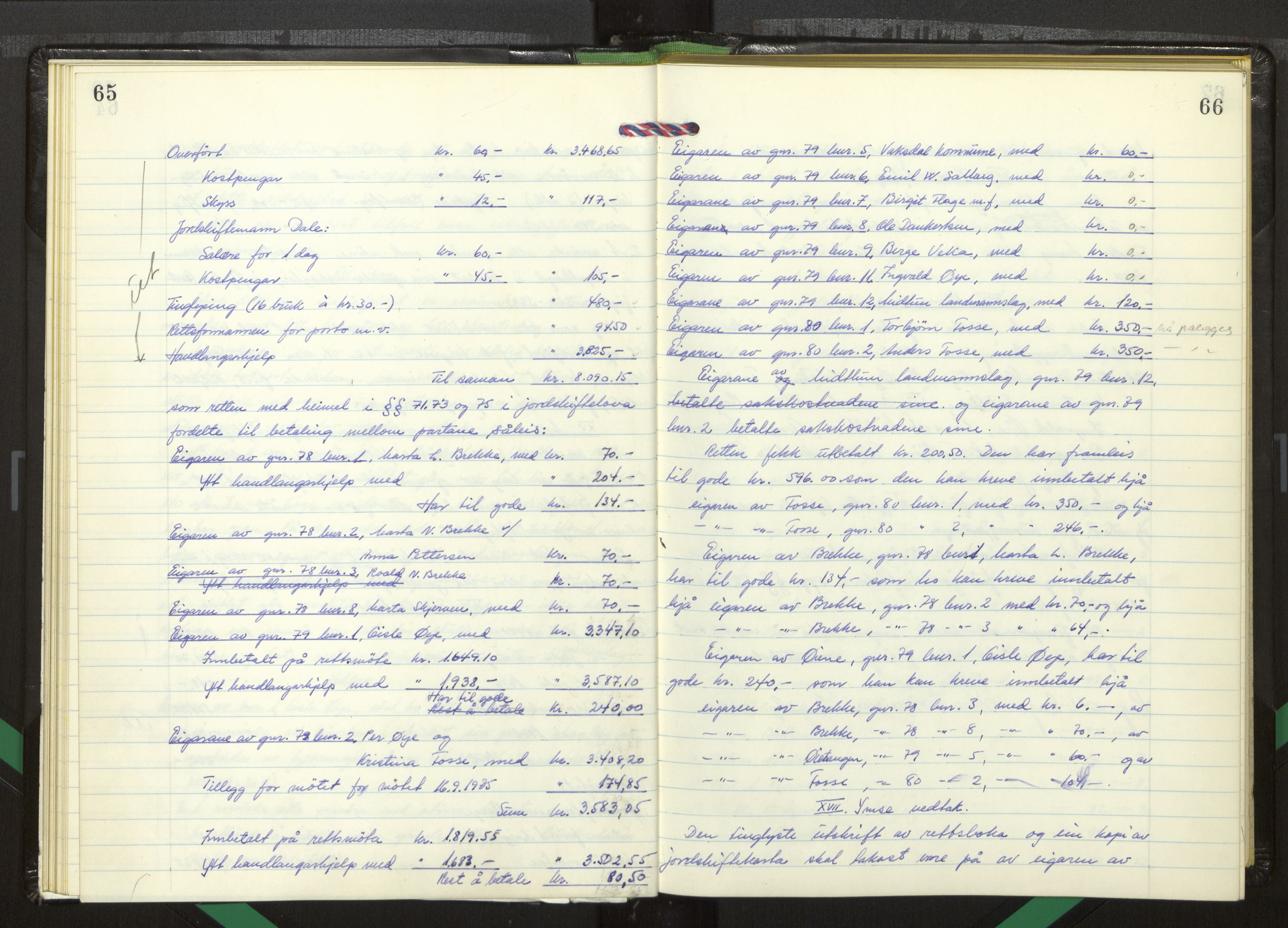 Hordaland jordskiftedøme - I Nordhordland jordskiftedistrikt, AV/SAB-A-6801/A/Aa/L0062: Forhandlingsprotokoll, 1975-1980, s. 65-66