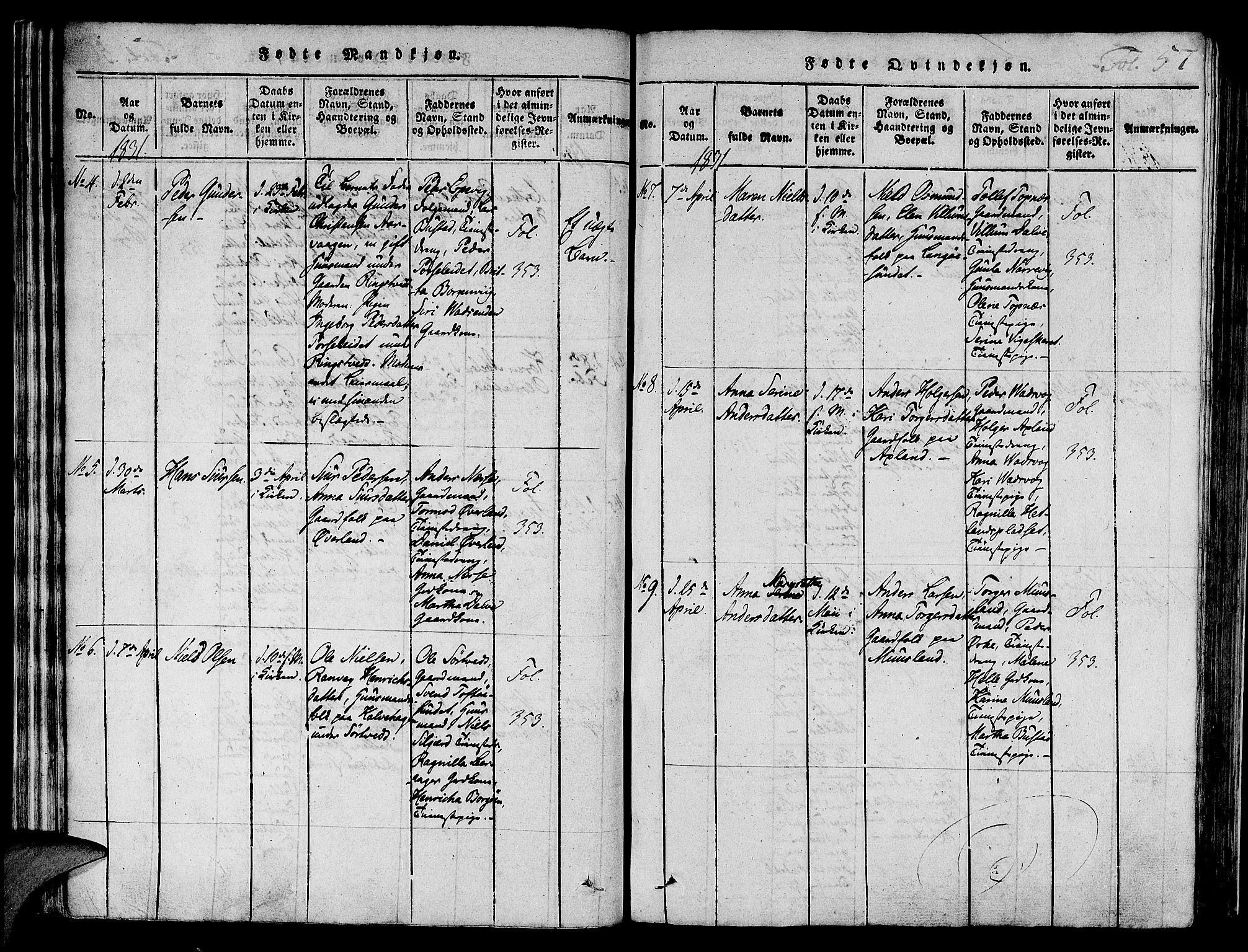 Nedstrand sokneprestkontor, AV/SAST-A-101841/01/IV: Ministerialbok nr. A 6, 1816-1838, s. 57