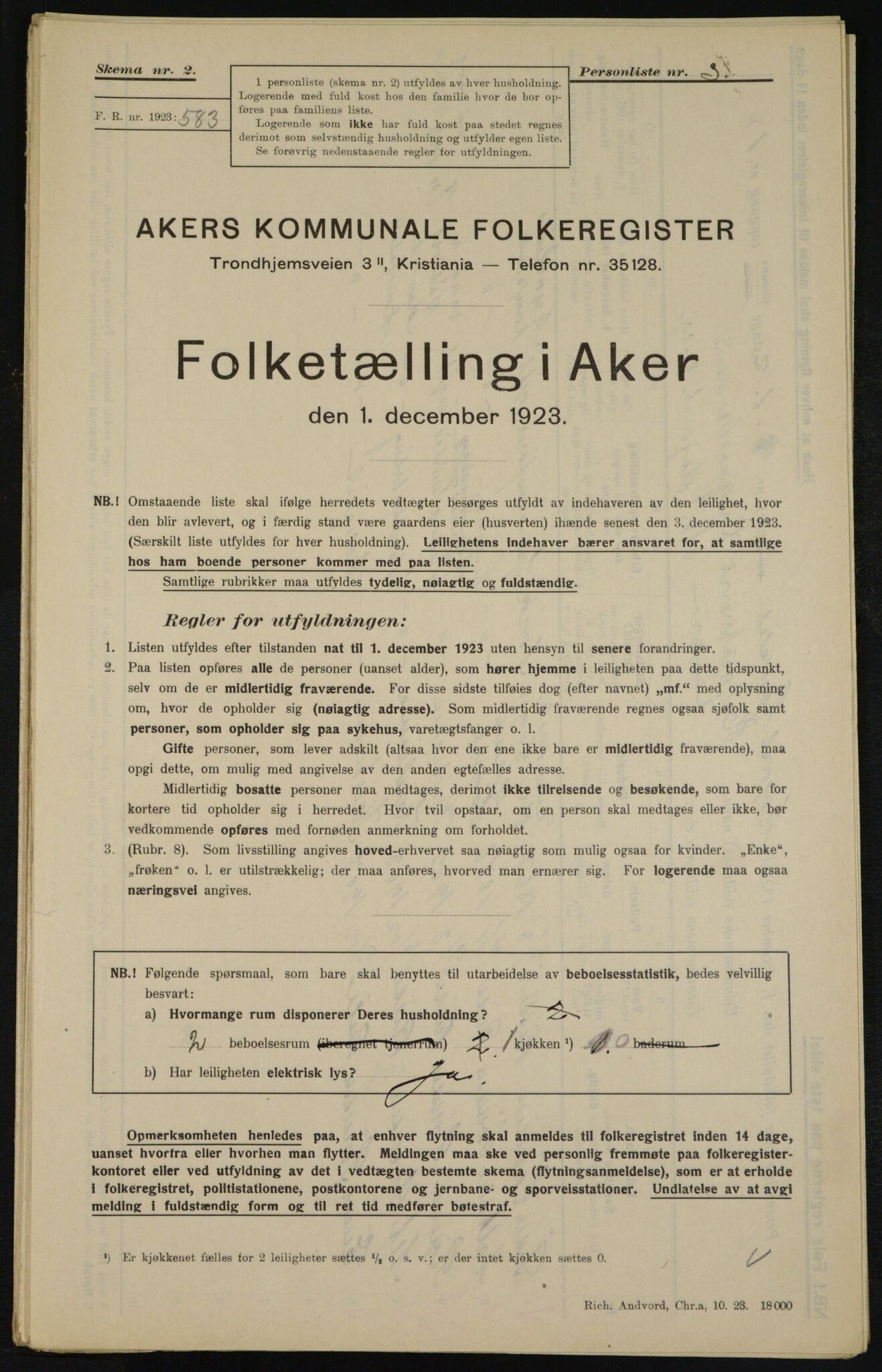 , Kommunal folketelling 1.12.1923 for Aker, 1923, s. 11018