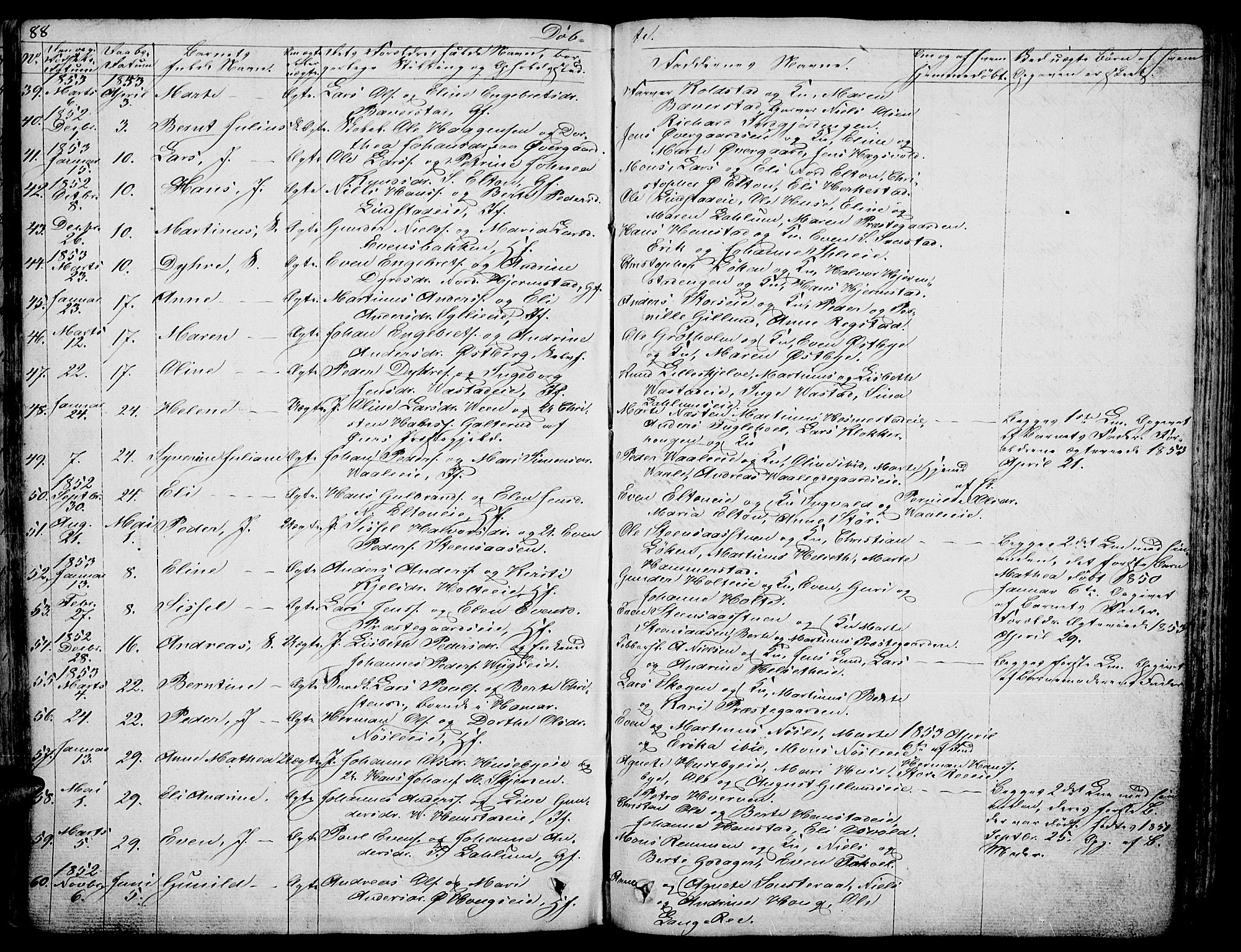 Stange prestekontor, AV/SAH-PREST-002/L/L0003: Klokkerbok nr. 3, 1840-1864, s. 88