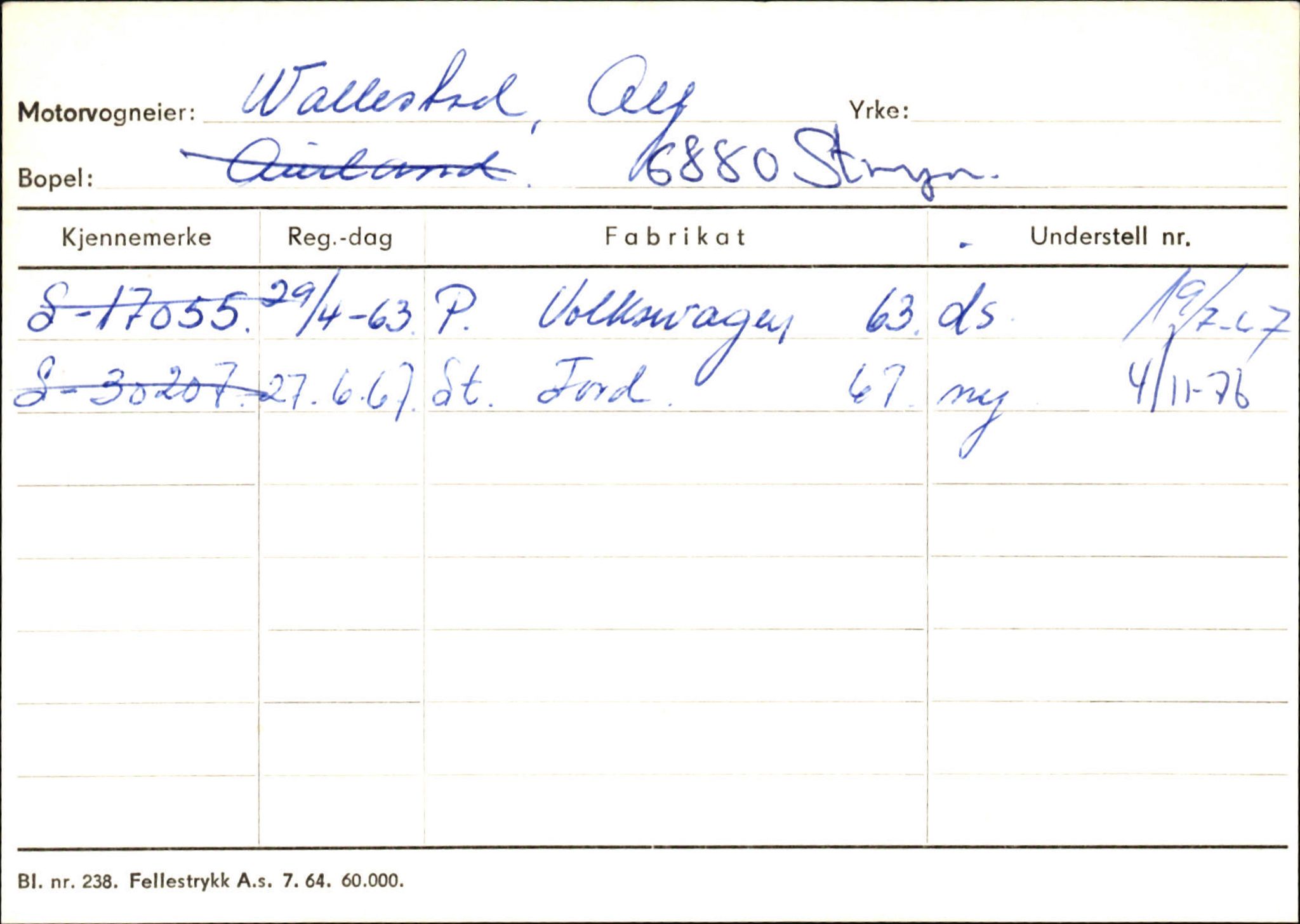 Statens vegvesen, Sogn og Fjordane vegkontor, SAB/A-5301/4/F/L0131: Eigarregister Høyanger P-Å. Stryn S-Å, 1945-1975, s. 2411