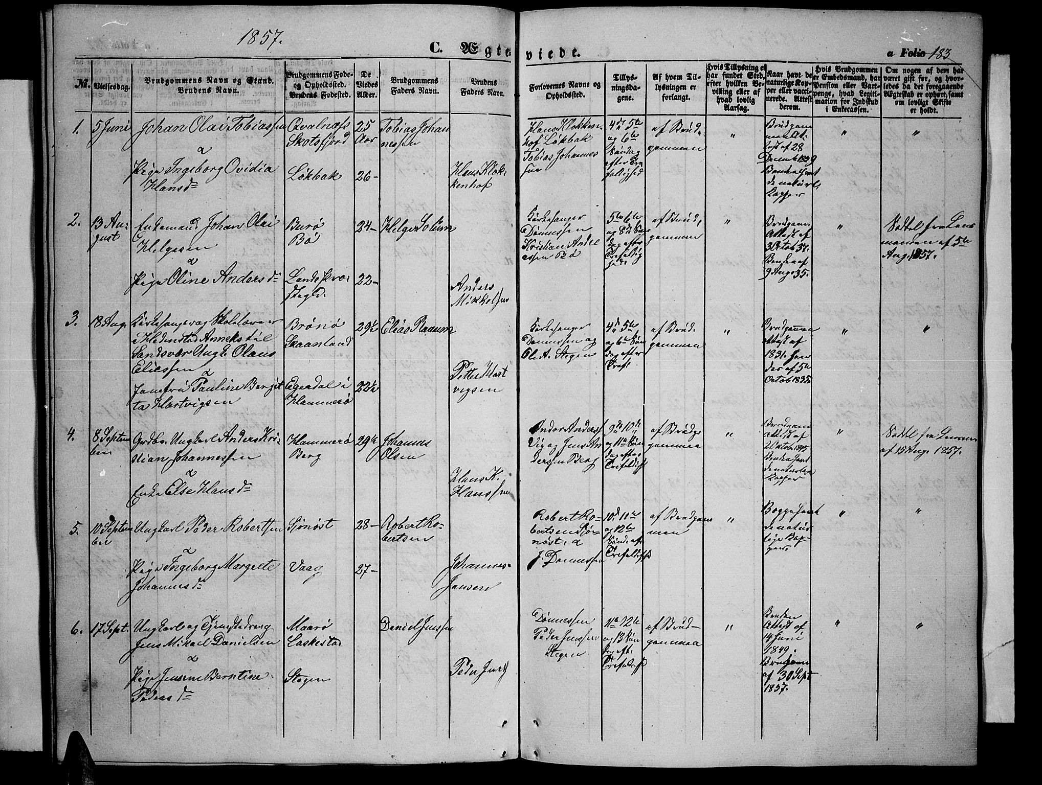 Ministerialprotokoller, klokkerbøker og fødselsregistre - Nordland, SAT/A-1459/855/L0814: Klokkerbok nr. 855C03, 1851-1864, s. 183