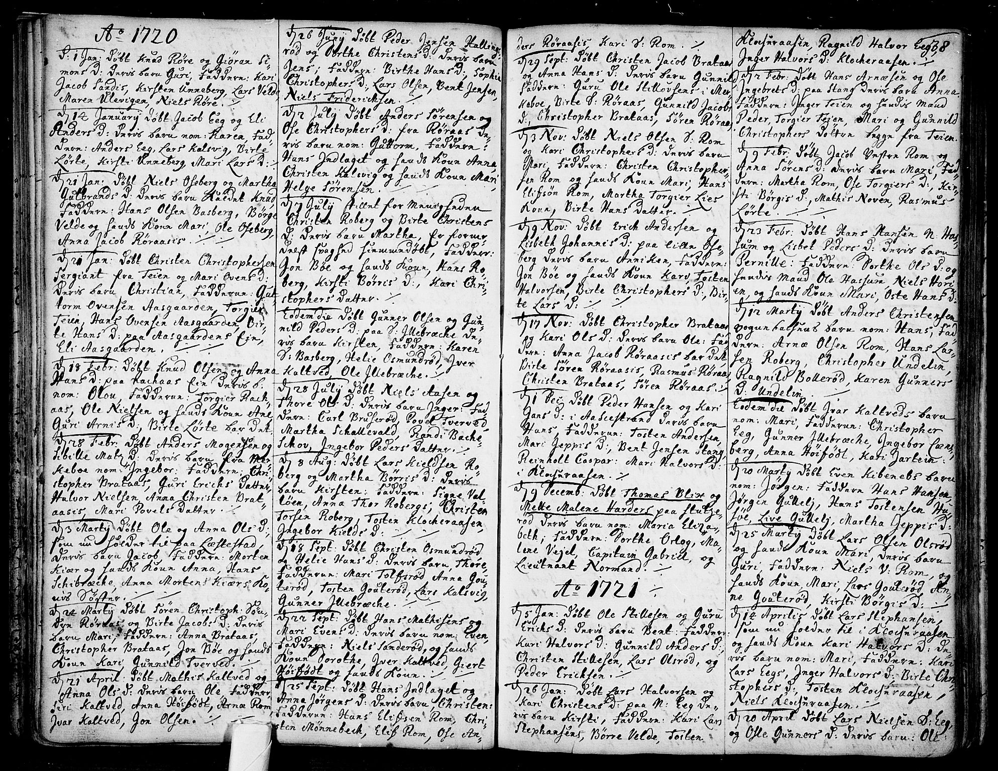 Sem kirkebøker, AV/SAKO-A-5/F/Fb/L0001: Ministerialbok nr. II 1, 1702-1764, s. 38