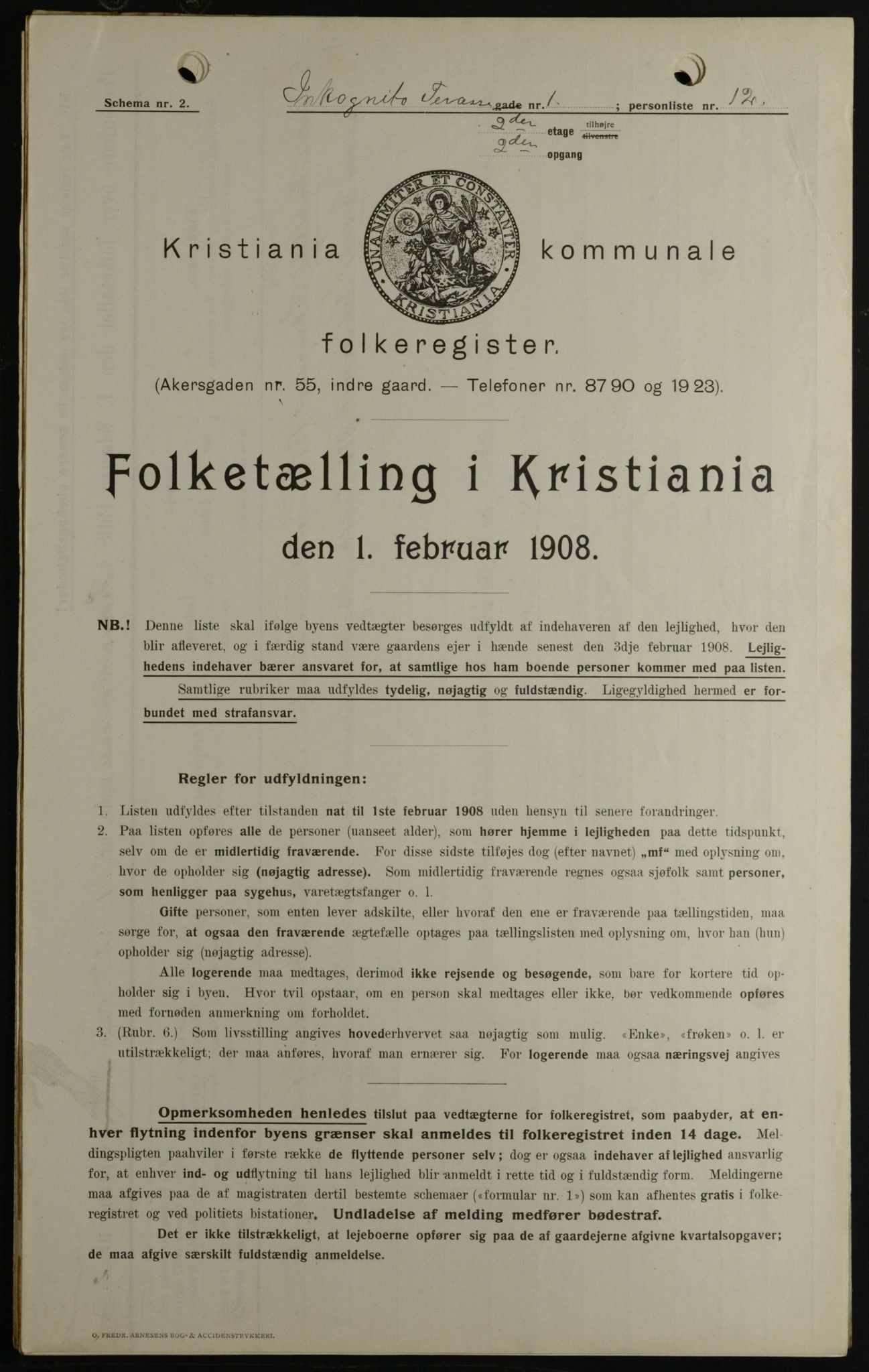 OBA, Kommunal folketelling 1.2.1908 for Kristiania kjøpstad, 1908, s. 39840