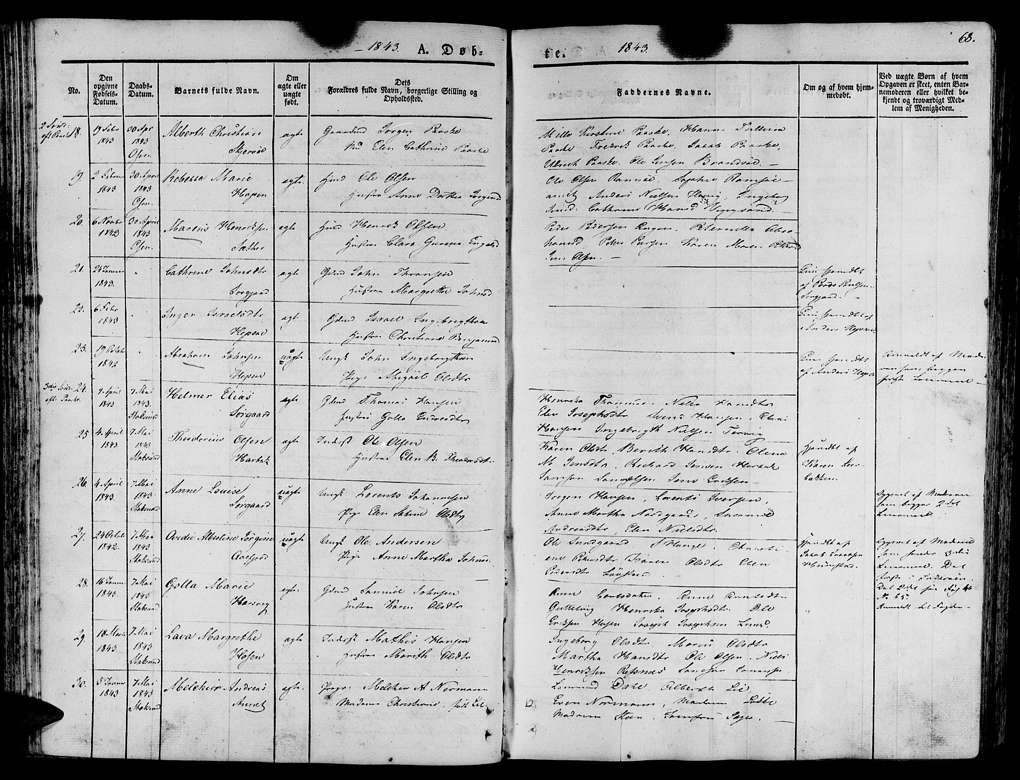 Ministerialprotokoller, klokkerbøker og fødselsregistre - Sør-Trøndelag, AV/SAT-A-1456/657/L0703: Ministerialbok nr. 657A04, 1831-1846, s. 68