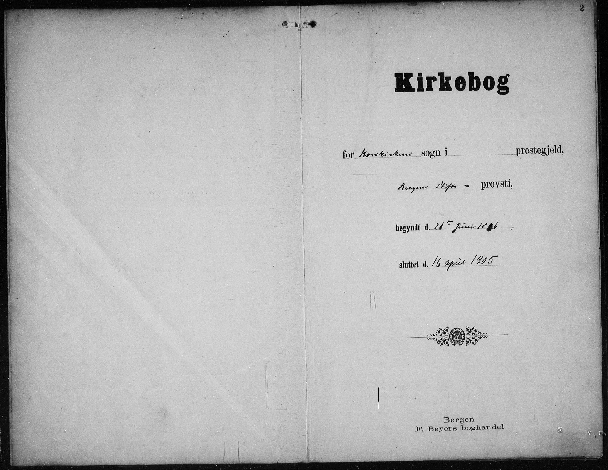 Korskirken sokneprestembete, SAB/A-76101/H/Hab: Klokkerbok nr. B 10, 1896-1905, s. 2