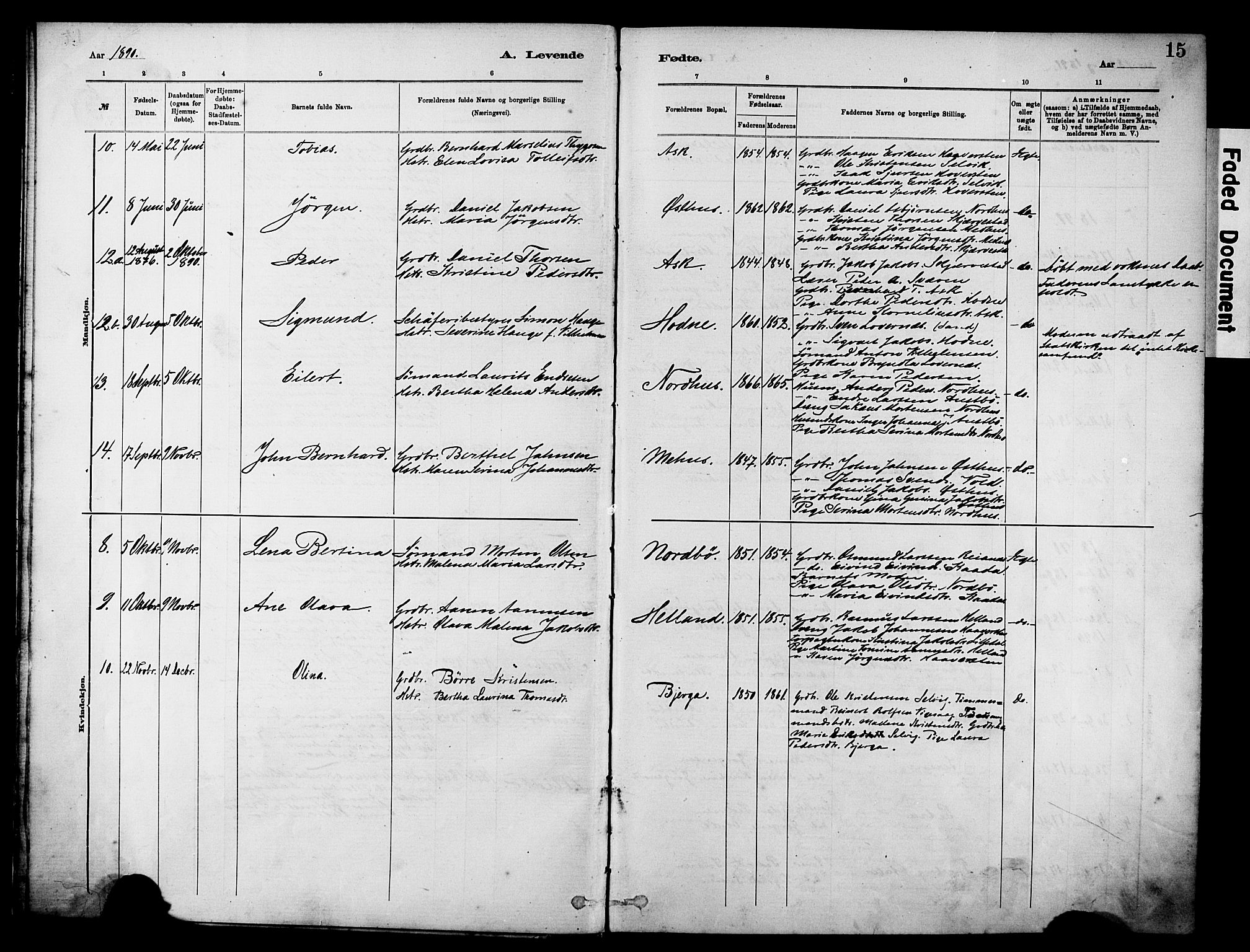 Rennesøy sokneprestkontor, AV/SAST-A -101827/H/Ha/Haa/L0012: Ministerialbok nr. A 13, 1885-1917, s. 15