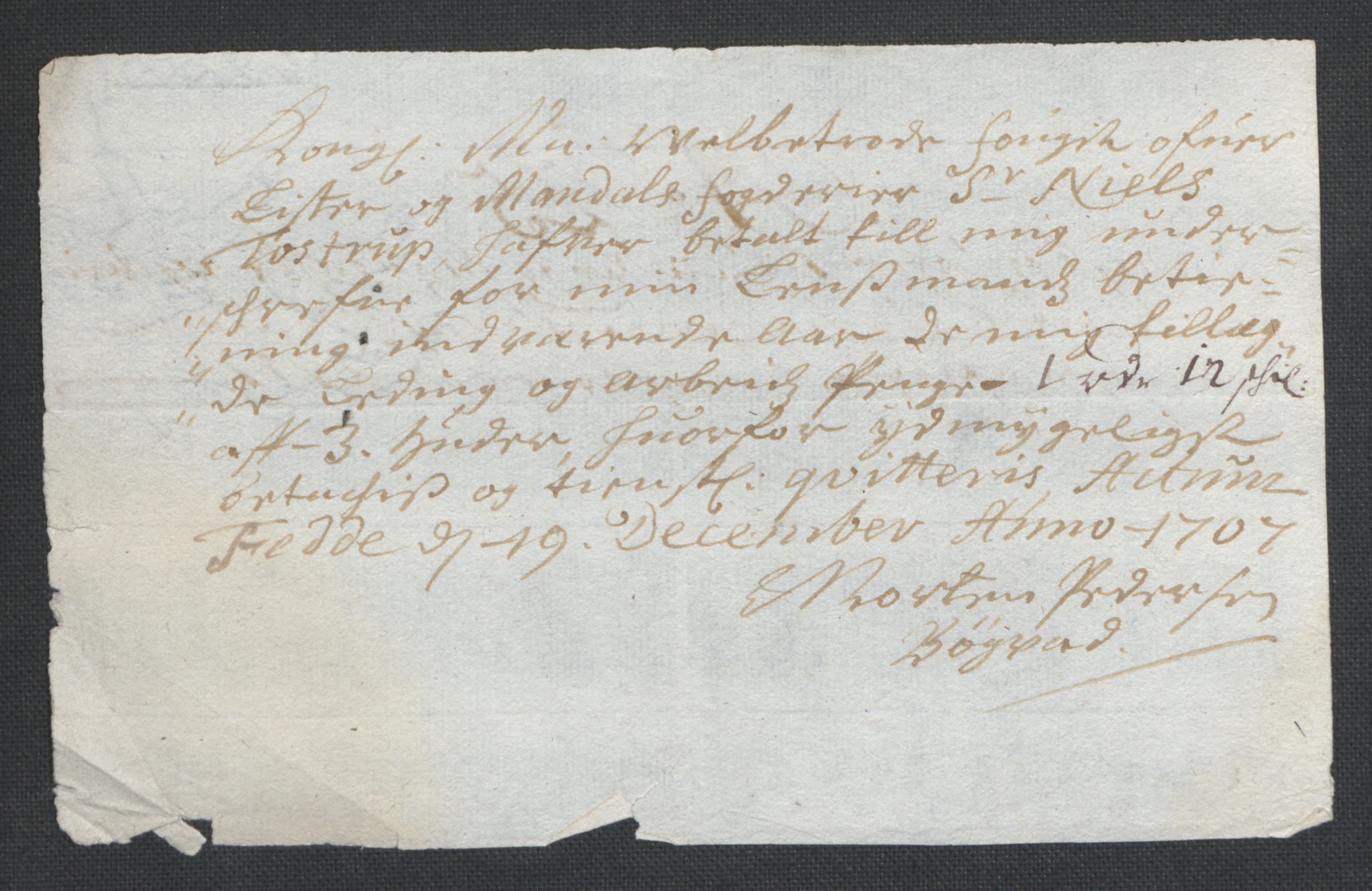 Rentekammeret inntil 1814, Reviderte regnskaper, Fogderegnskap, RA/EA-4092/R43/L2551: Fogderegnskap Lista og Mandal, 1705-1709, s. 493