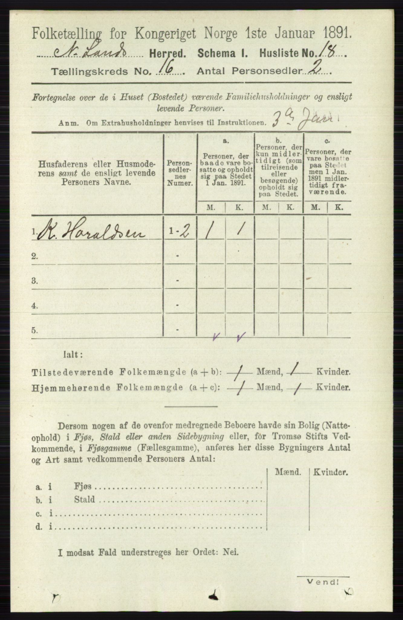 RA, Folketelling 1891 for 0538 Nordre Land herred, 1891, s. 4137