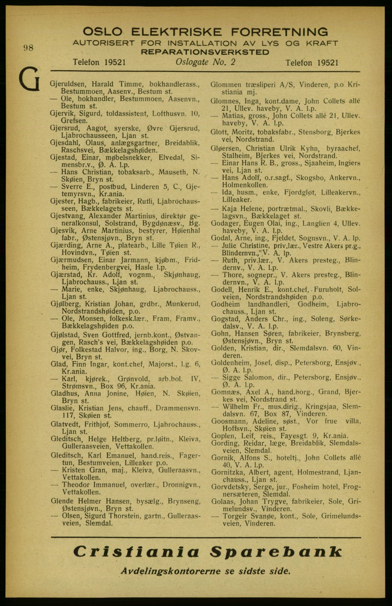 Aker adressebok/adressekalender, PUBL/001/A/002: Akers adressekalender, 1922, s. 98