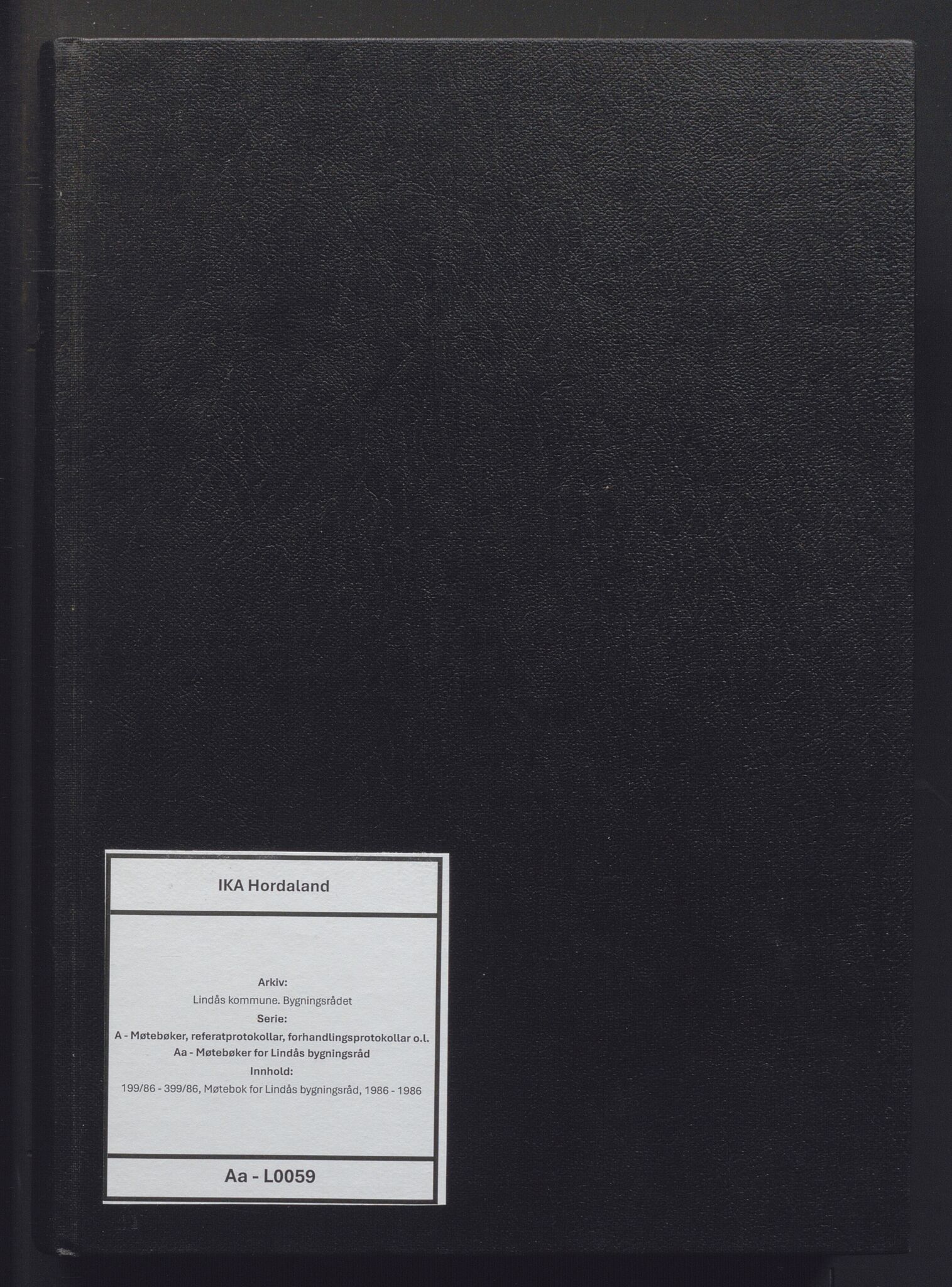 Lindås kommune. Bygningsrådet, IKAH/1263-511/A/Aa/L0059: Møtebok for Lindås bygningsråd, 1986