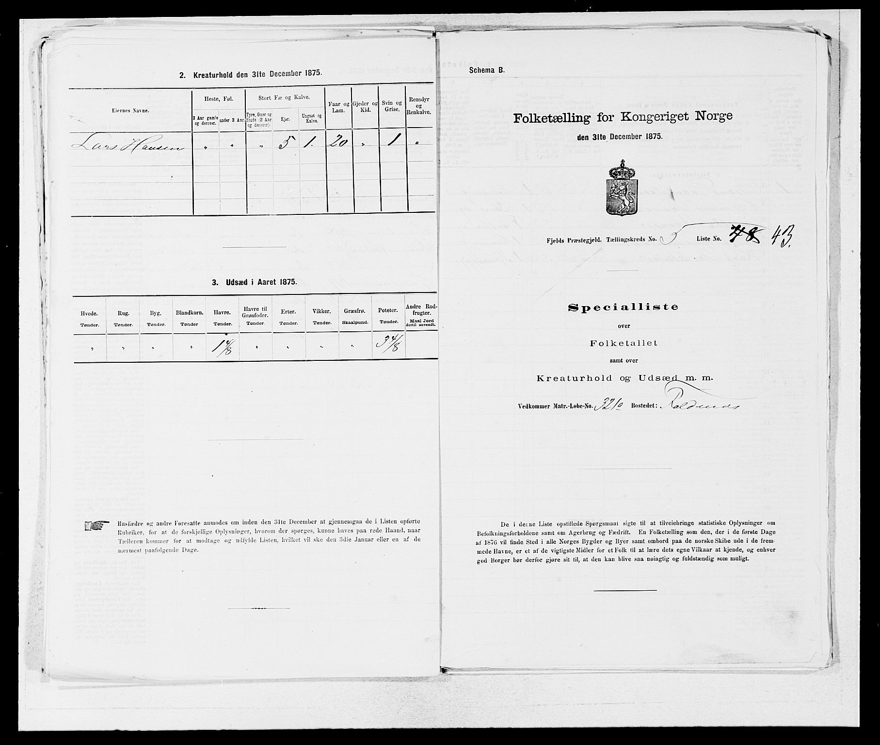 SAB, Folketelling 1875 for 1246P Fjell prestegjeld, 1875, s. 690