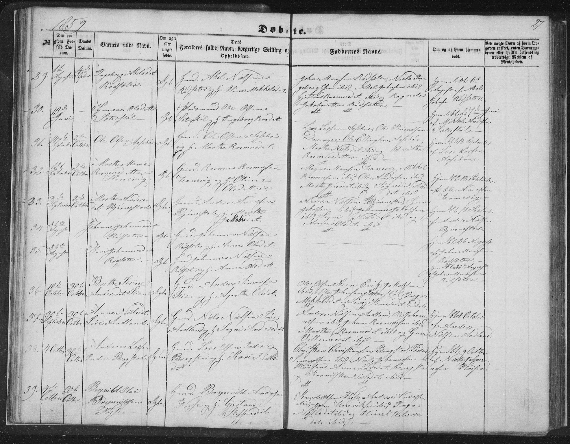 Alversund Sokneprestembete, AV/SAB-A-73901/H/Ha/Hab: Klokkerbok nr. C 1, 1851-1866, s. 27