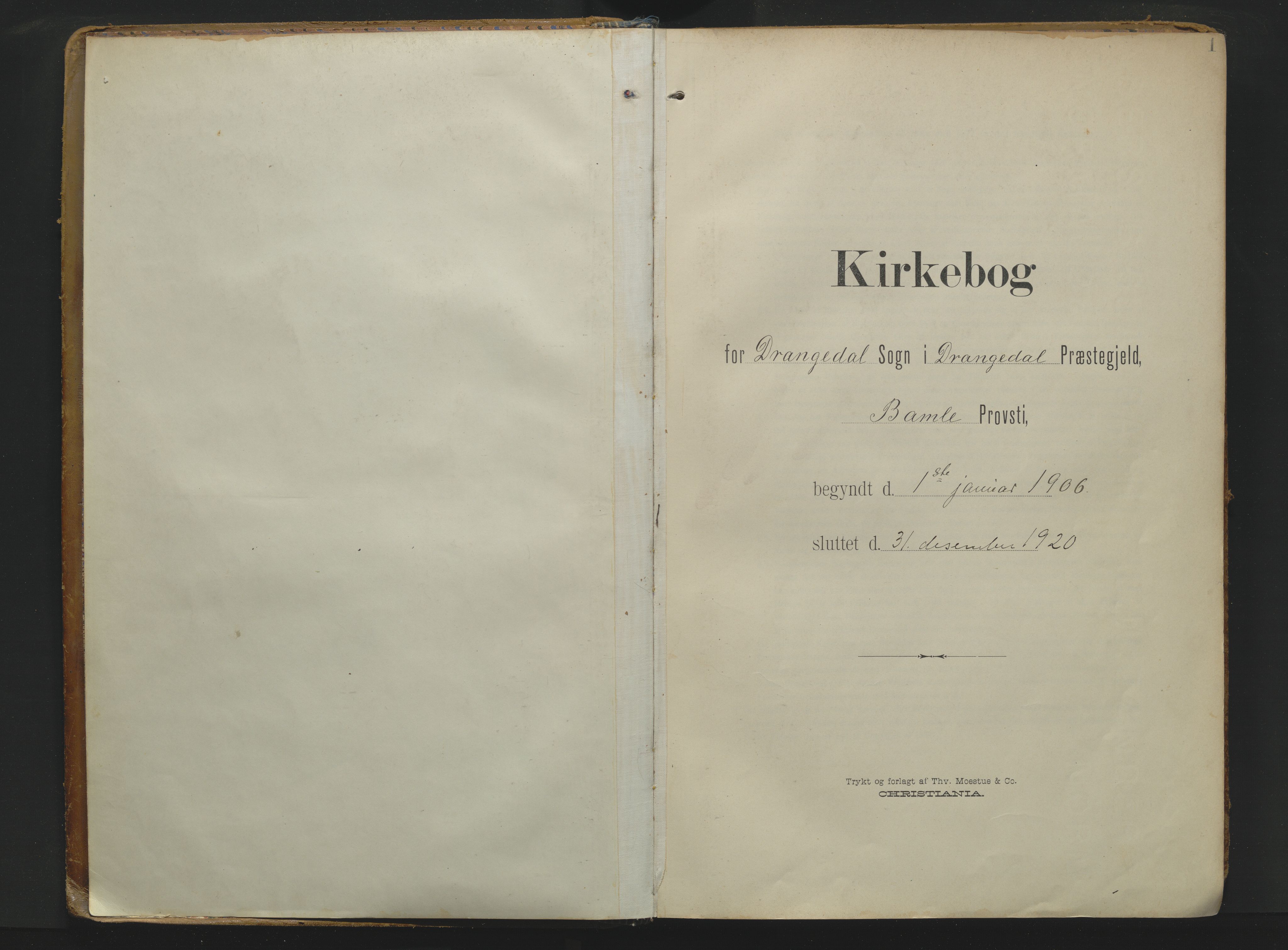 Drangedal kirkebøker, SAKO/A-258/F/Fa/L0014: Ministerialbok nr. 14, 1906-1920, s. 1