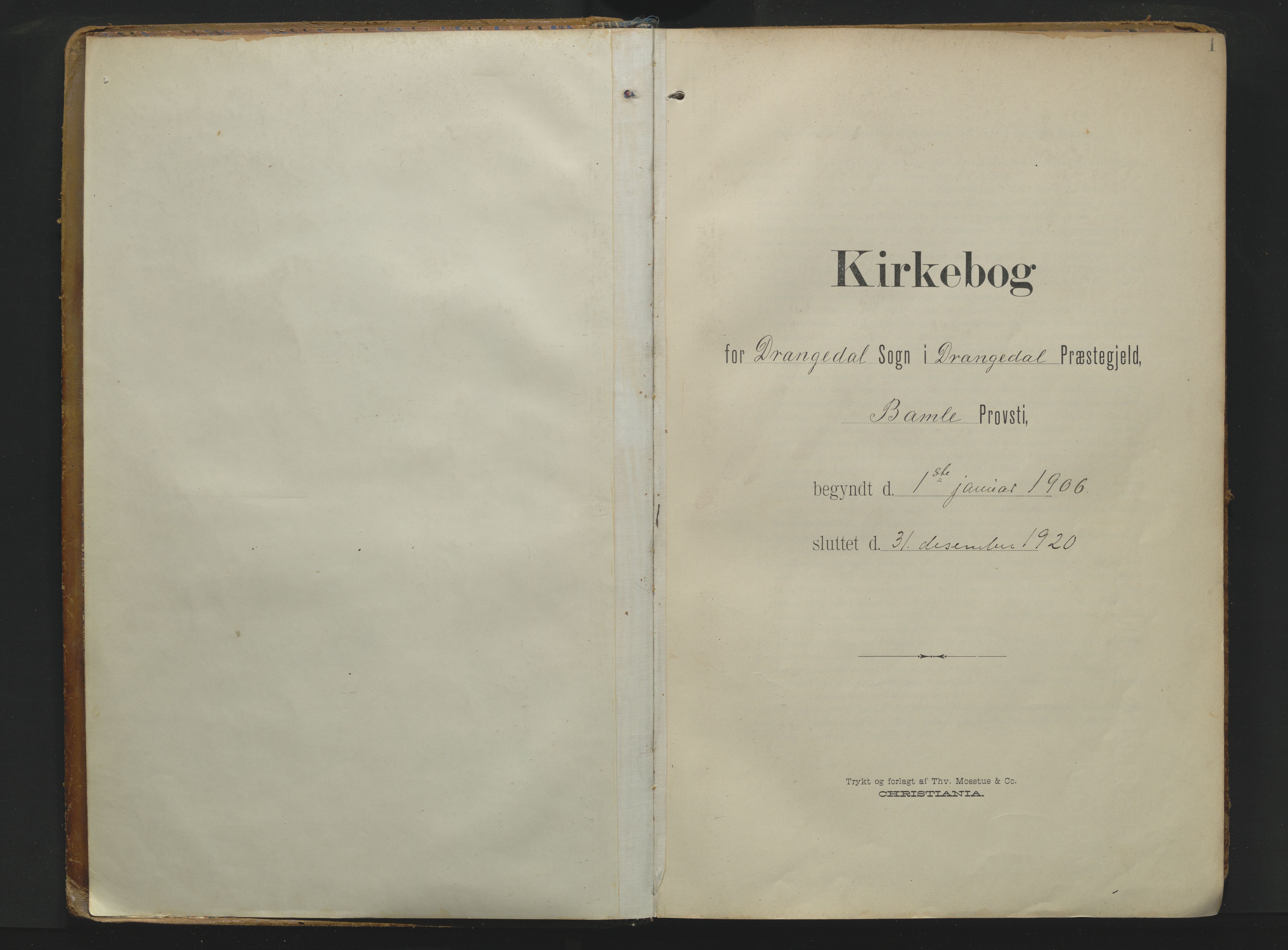 Drangedal kirkebøker, AV/SAKO-A-258/F/Fa/L0014: Ministerialbok nr. 14, 1906-1920, s. 1