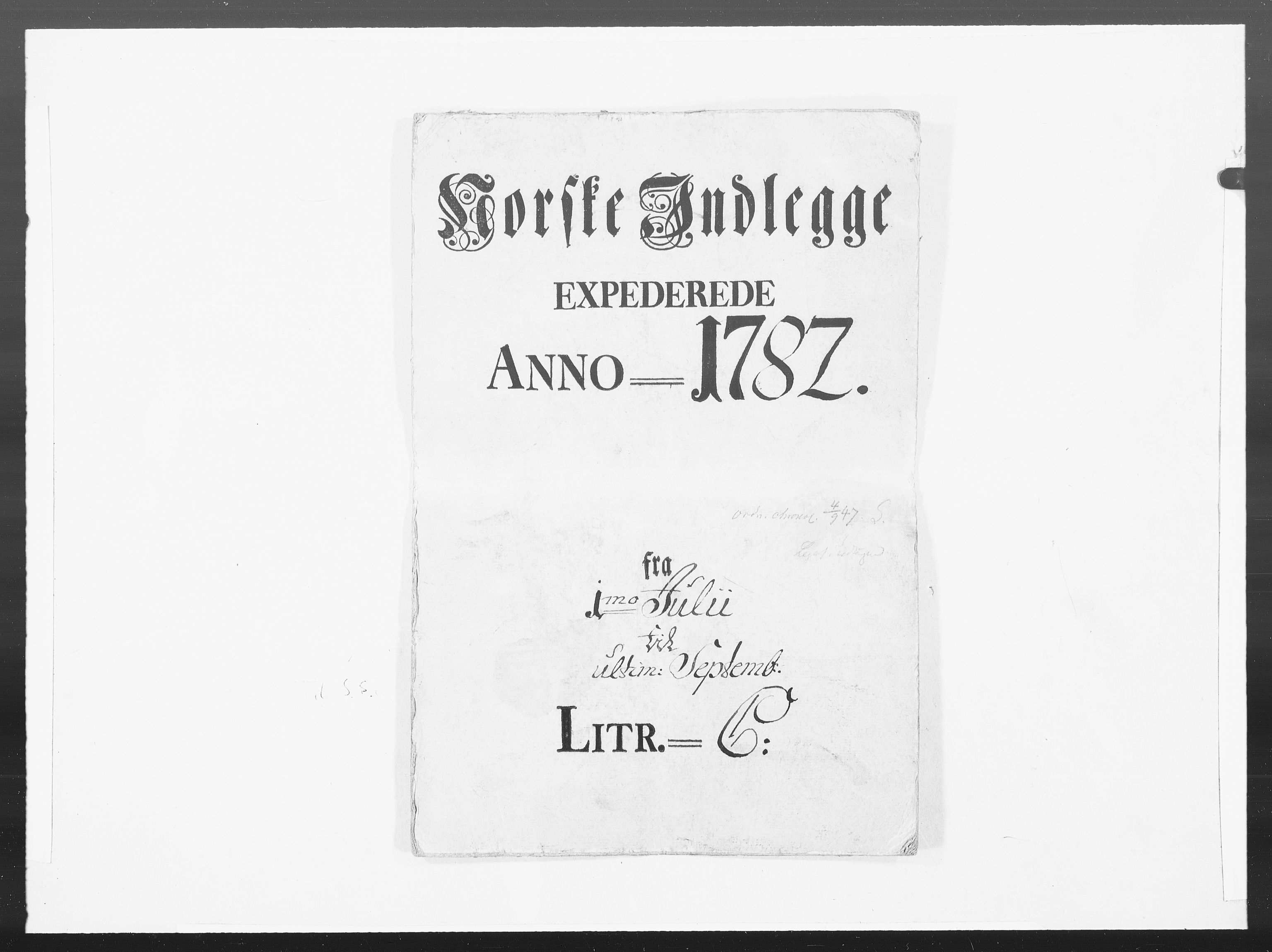 Danske Kanselli 1572-1799, RA/EA-3023/F/Fc/Fcc/Fcca/L0243: Norske innlegg 1572-1799, 1782, s. 1