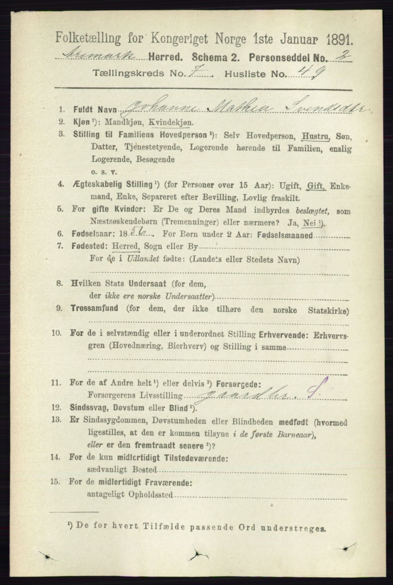 RA, Folketelling 1891 for 0118 Aremark herred, 1891, s. 4201