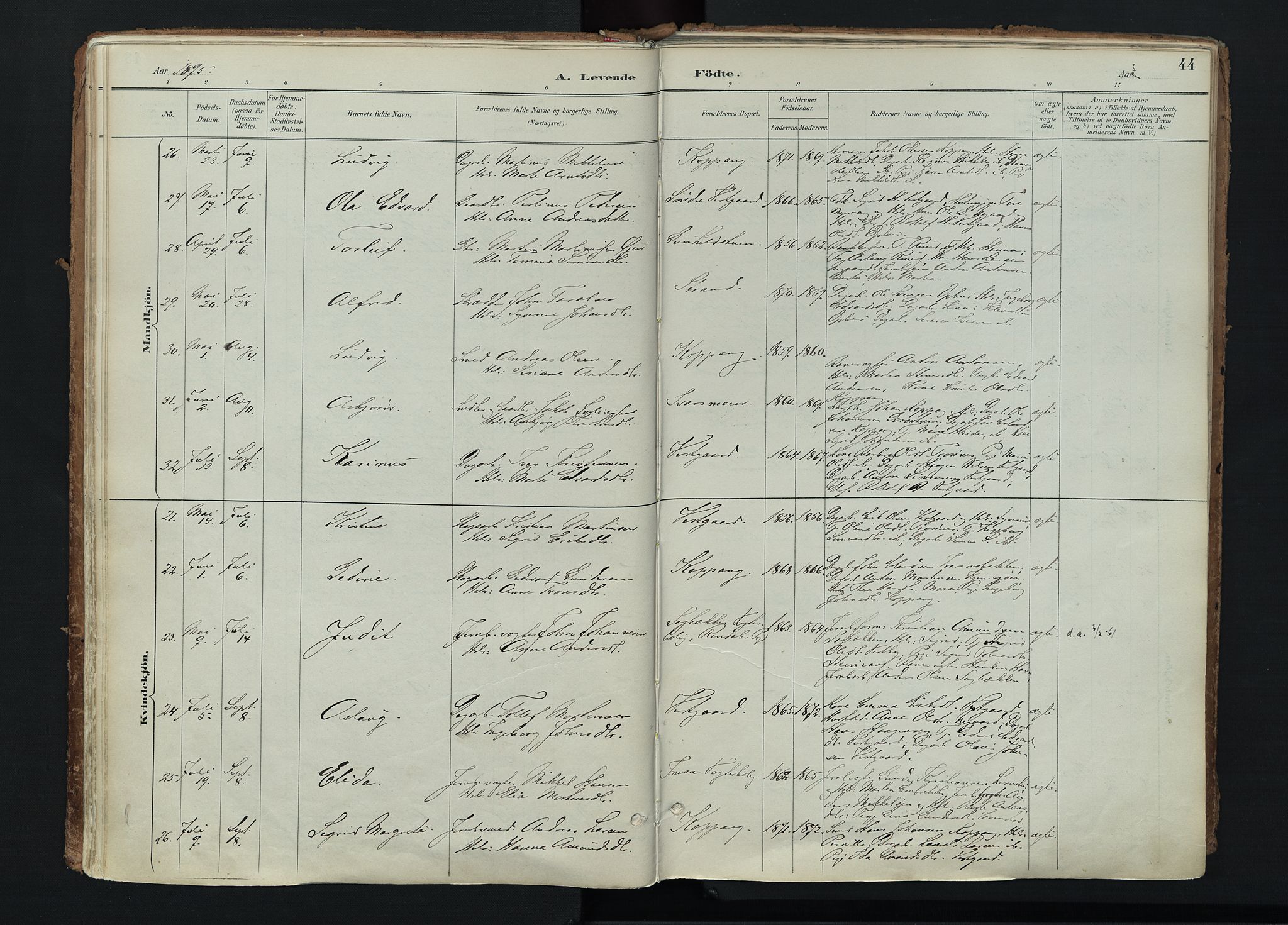 Stor-Elvdal prestekontor, AV/SAH-PREST-052/H/Ha/Haa/L0004: Ministerialbok nr. 4, 1890-1922, s. 44