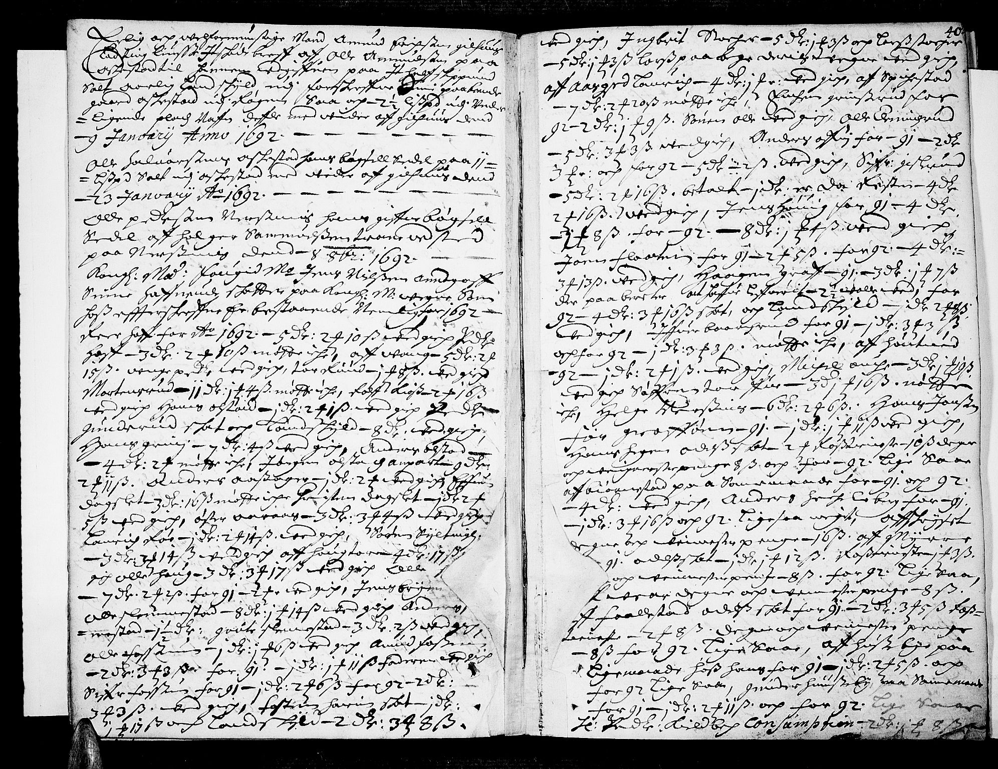 Lier, Røyken og Hurum sorenskriveri, AV/SAKO-A-89/F/Fa/L0033: Tingbok, 1692, s. 40