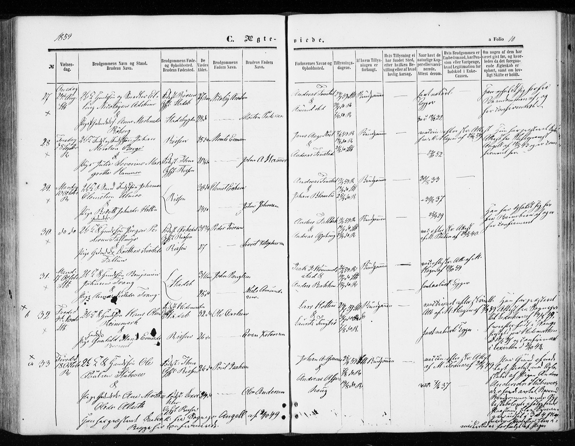 Ministerialprotokoller, klokkerbøker og fødselsregistre - Sør-Trøndelag, AV/SAT-A-1456/646/L0612: Ministerialbok nr. 646A10, 1858-1869, s. 10