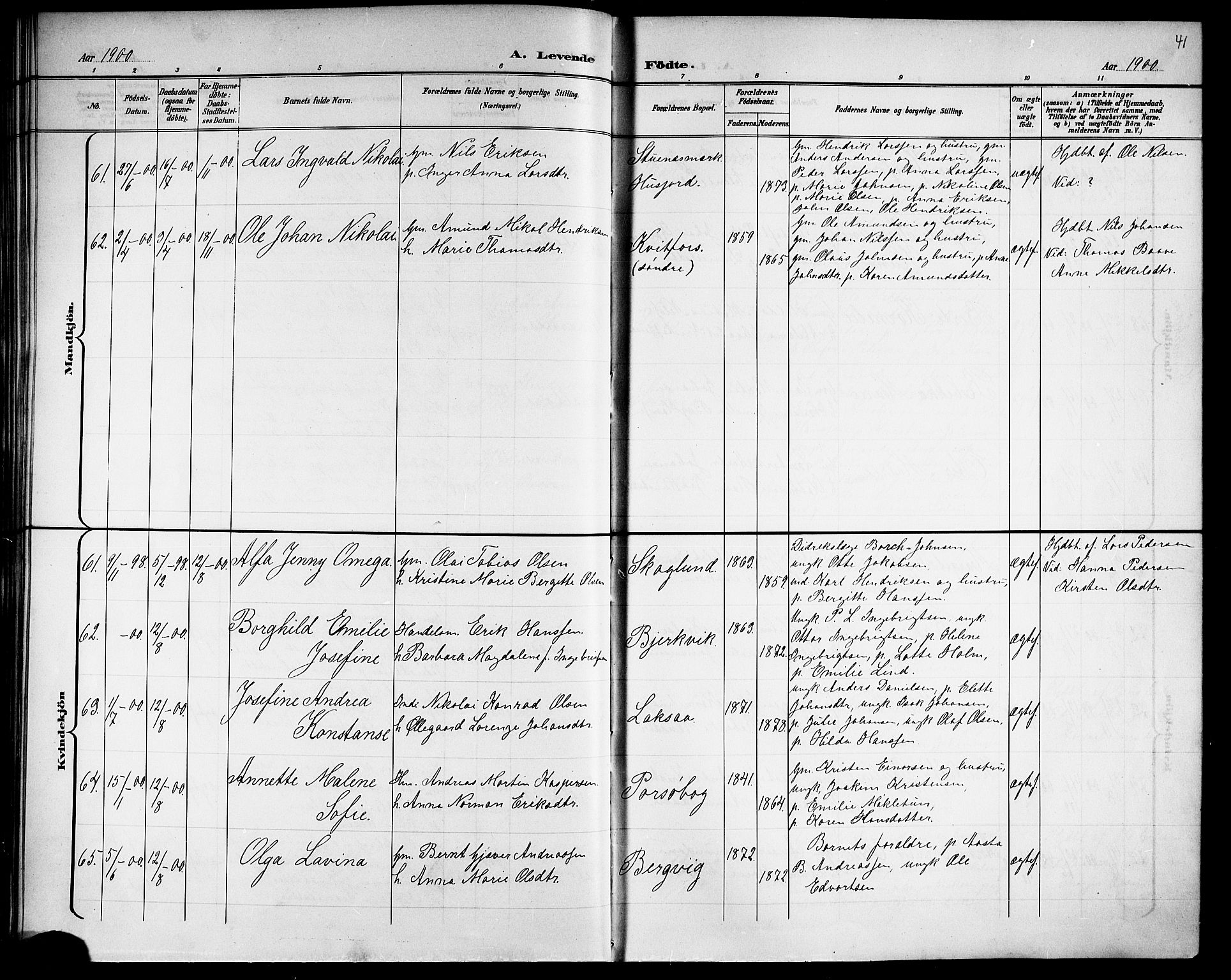 Ministerialprotokoller, klokkerbøker og fødselsregistre - Nordland, AV/SAT-A-1459/863/L0915: Klokkerbok nr. 863C05, 1898-1907, s. 41