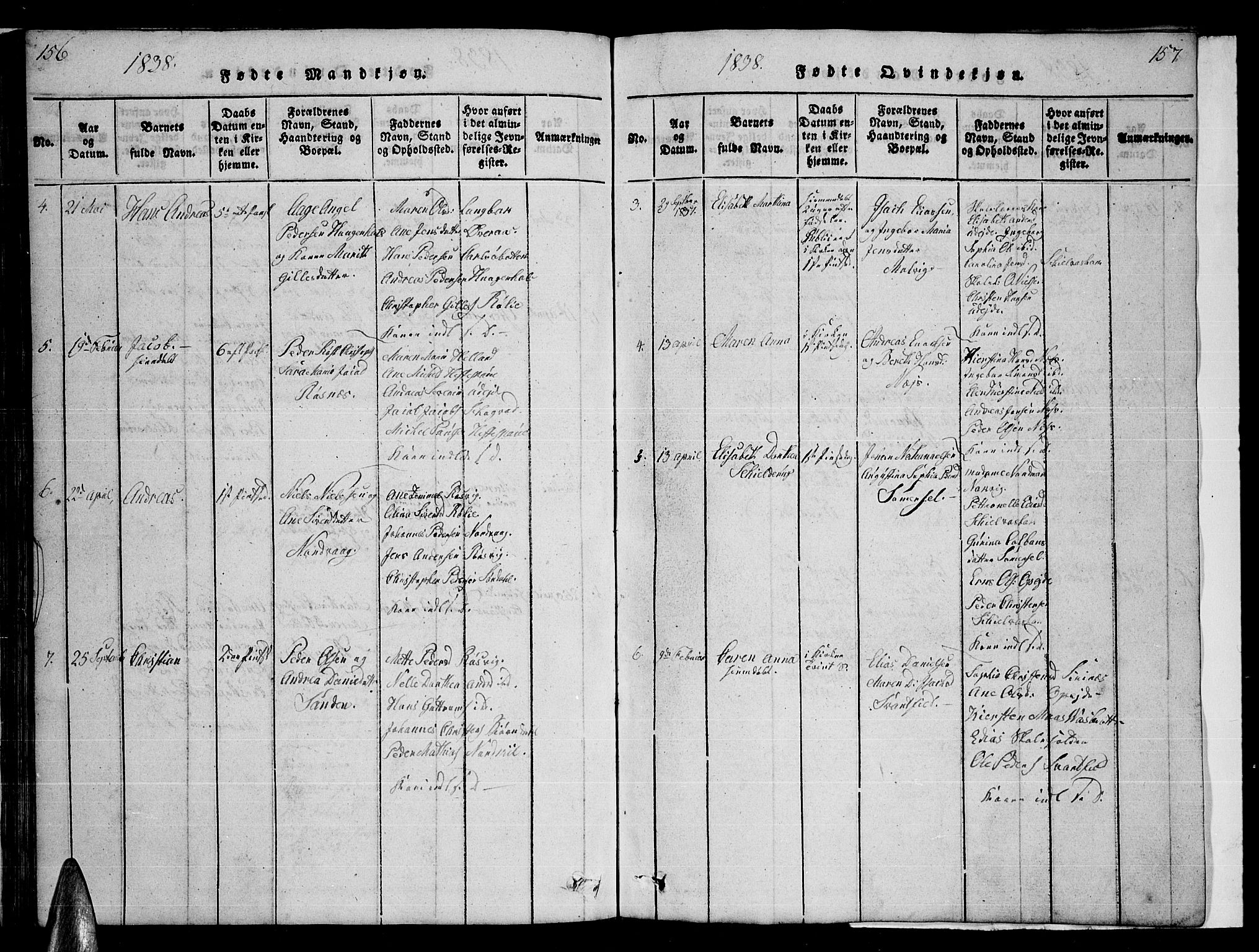 Ministerialprotokoller, klokkerbøker og fødselsregistre - Nordland, AV/SAT-A-1459/859/L0855: Klokkerbok nr. 859C01, 1821-1839, s. 156-157