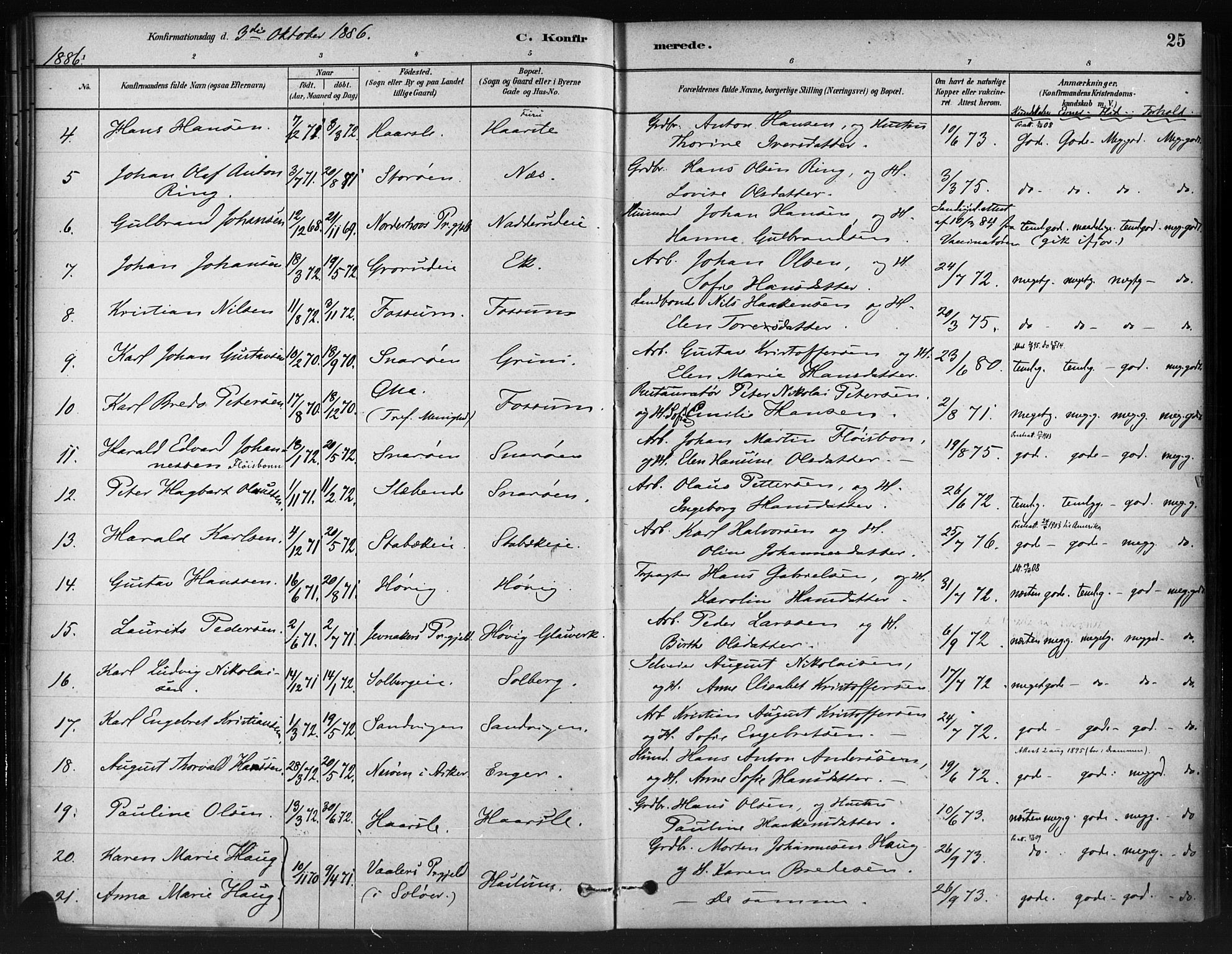 Asker prestekontor Kirkebøker, AV/SAO-A-10256a/F/Fc/L0002: Ministerialbok nr. III 2, 1879-1904, s. 25