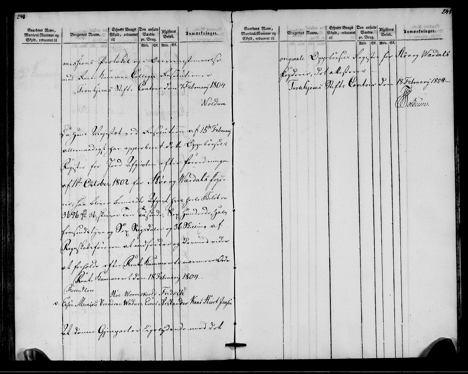 Rentekammeret inntil 1814, Realistisk ordnet avdeling, AV/RA-EA-4070/N/Ne/Nea/L0149: Stjørdal og Verdal fogderi. Oppebørselsregister, 1803-1804, s. 124