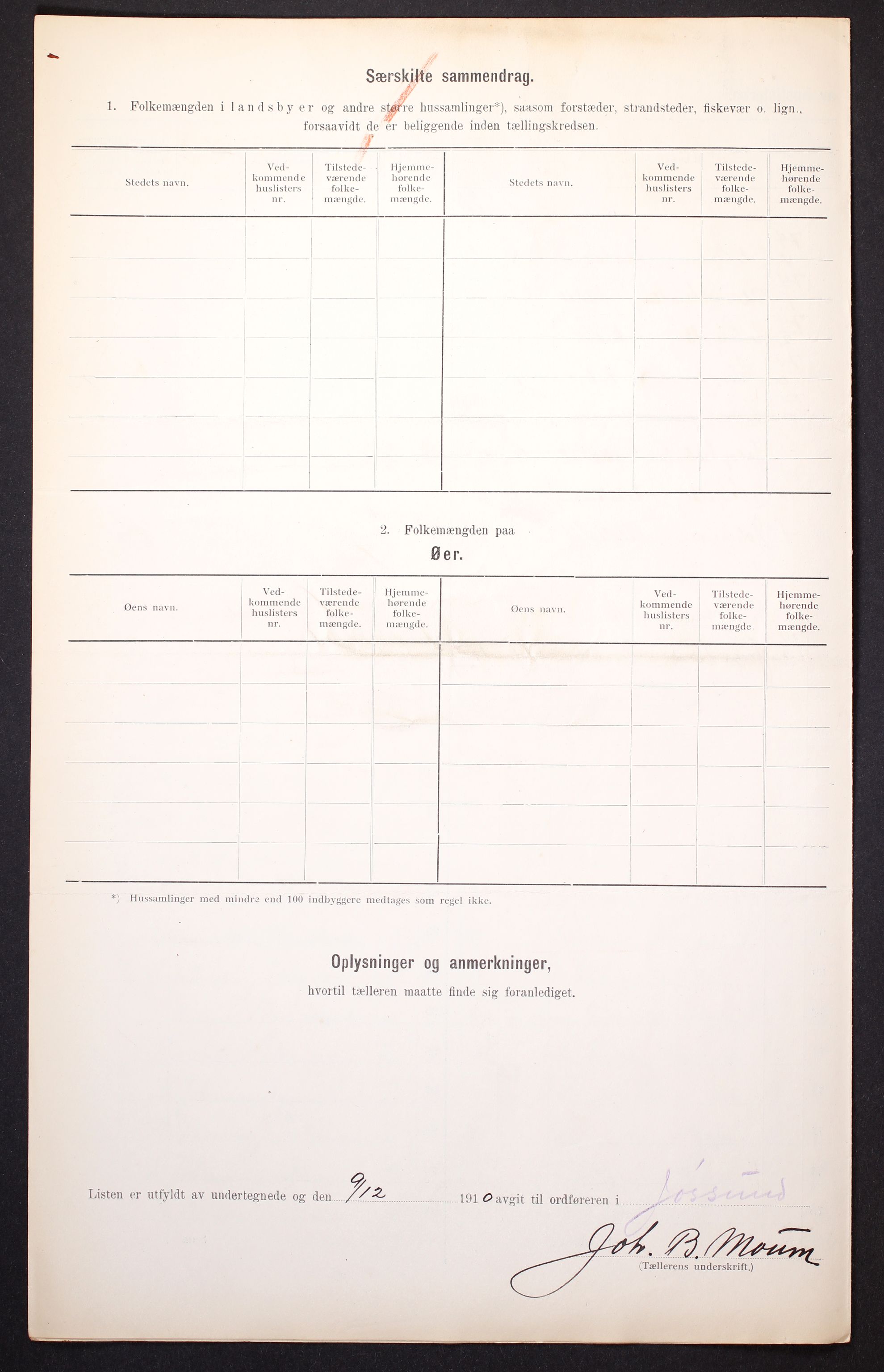 RA, Folketelling 1910 for 1629 Jøssund herred, 1910, s. 6