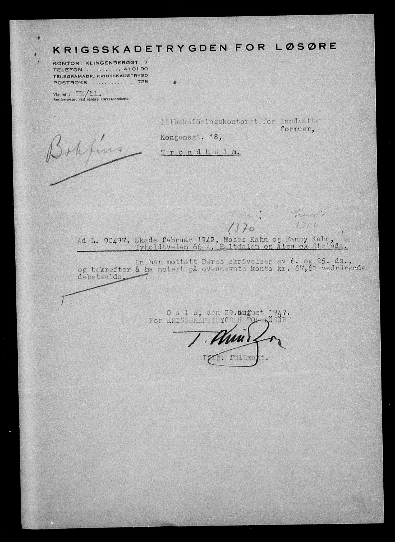 Justisdepartementet, Tilbakeføringskontoret for inndratte formuer, AV/RA-S-1564/H/Hc/Hca/L0900: --, 1945-1947, s. 8