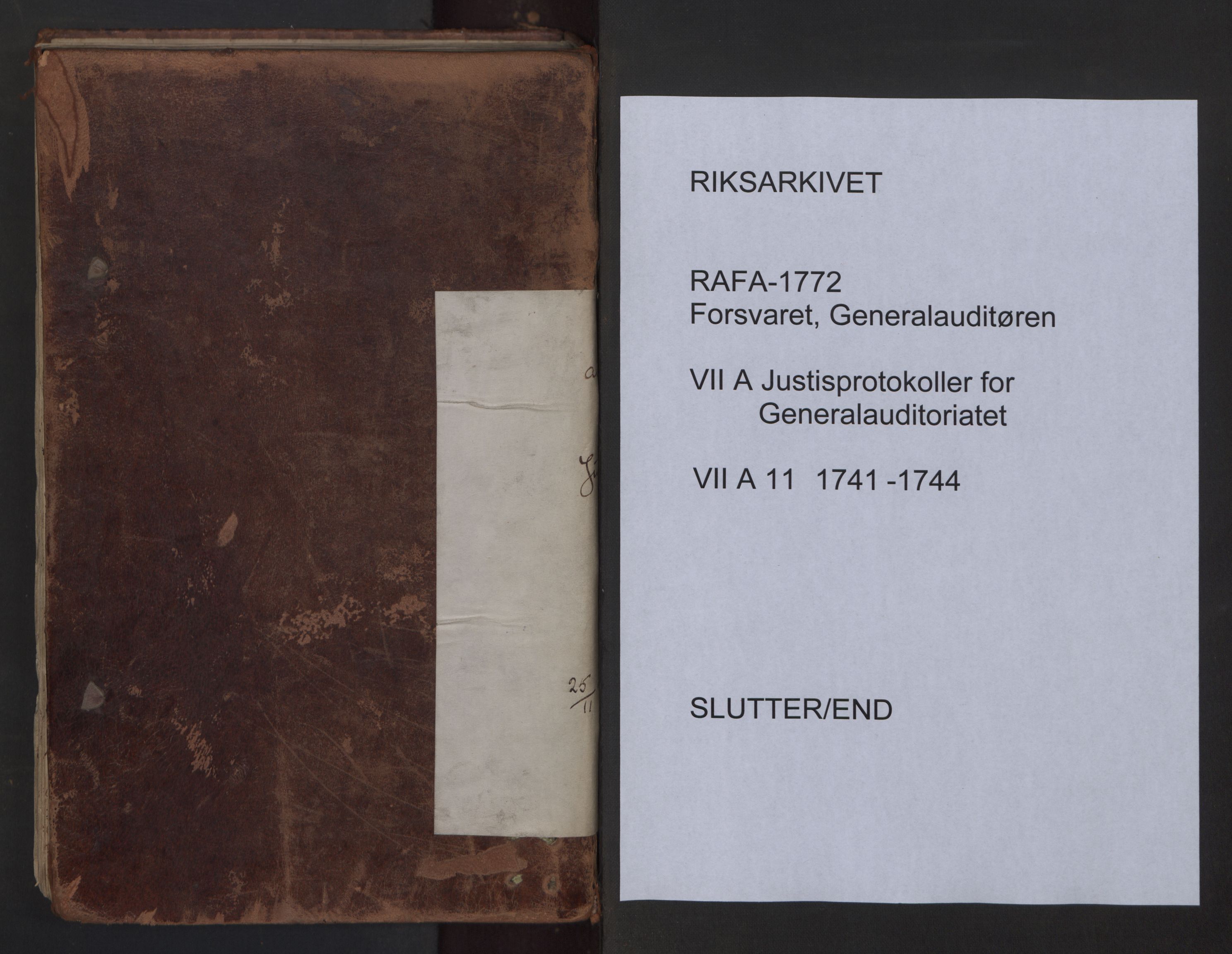 Forsvaret, Generalauditøren, RA/RAFA-1772/F/Fg/Fga/L0011: Justitsprotokoller, 1741-1744