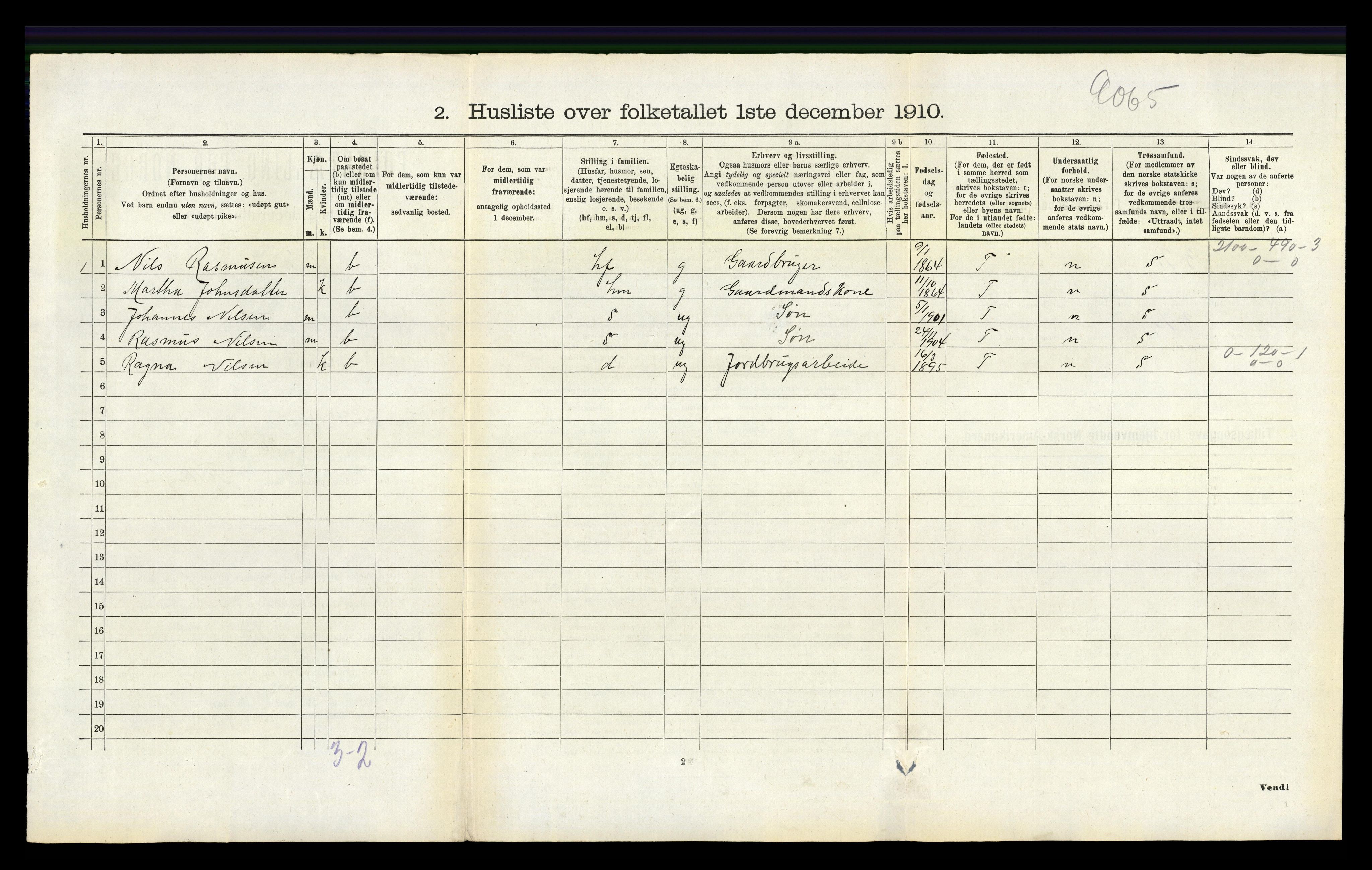 RA, Folketelling 1910 for 1254 Hamre herred, 1910, s. 287
