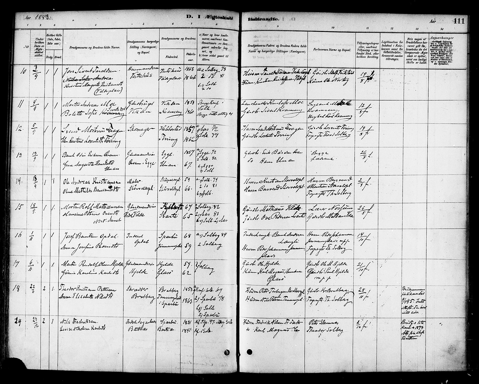 Ministerialprotokoller, klokkerbøker og fødselsregistre - Nord-Trøndelag, SAT/A-1458/741/L0395: Ministerialbok nr. 741A09, 1878-1888, s. 111
