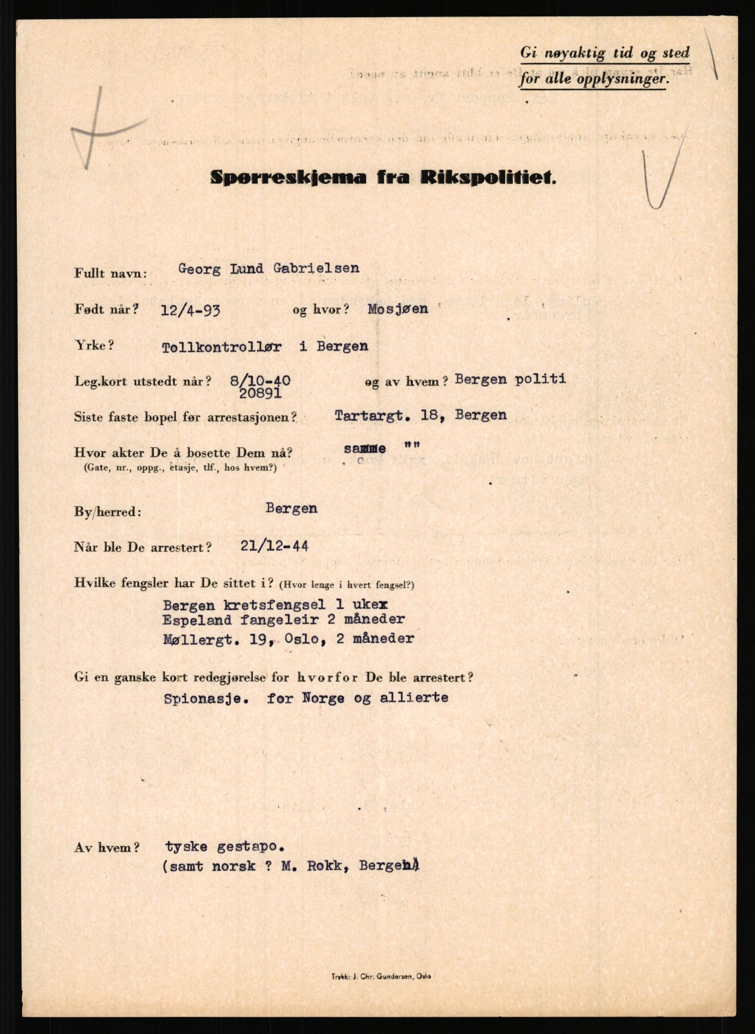 Rikspolitisjefen, AV/RA-S-1560/L/L0004: Eriksen, Alf - Geving, Øivind, 1940-1945, s. 1035