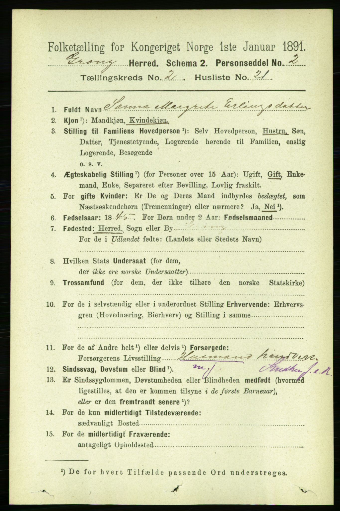 RA, Folketelling 1891 for 1742 Grong herred, 1891, s. 869