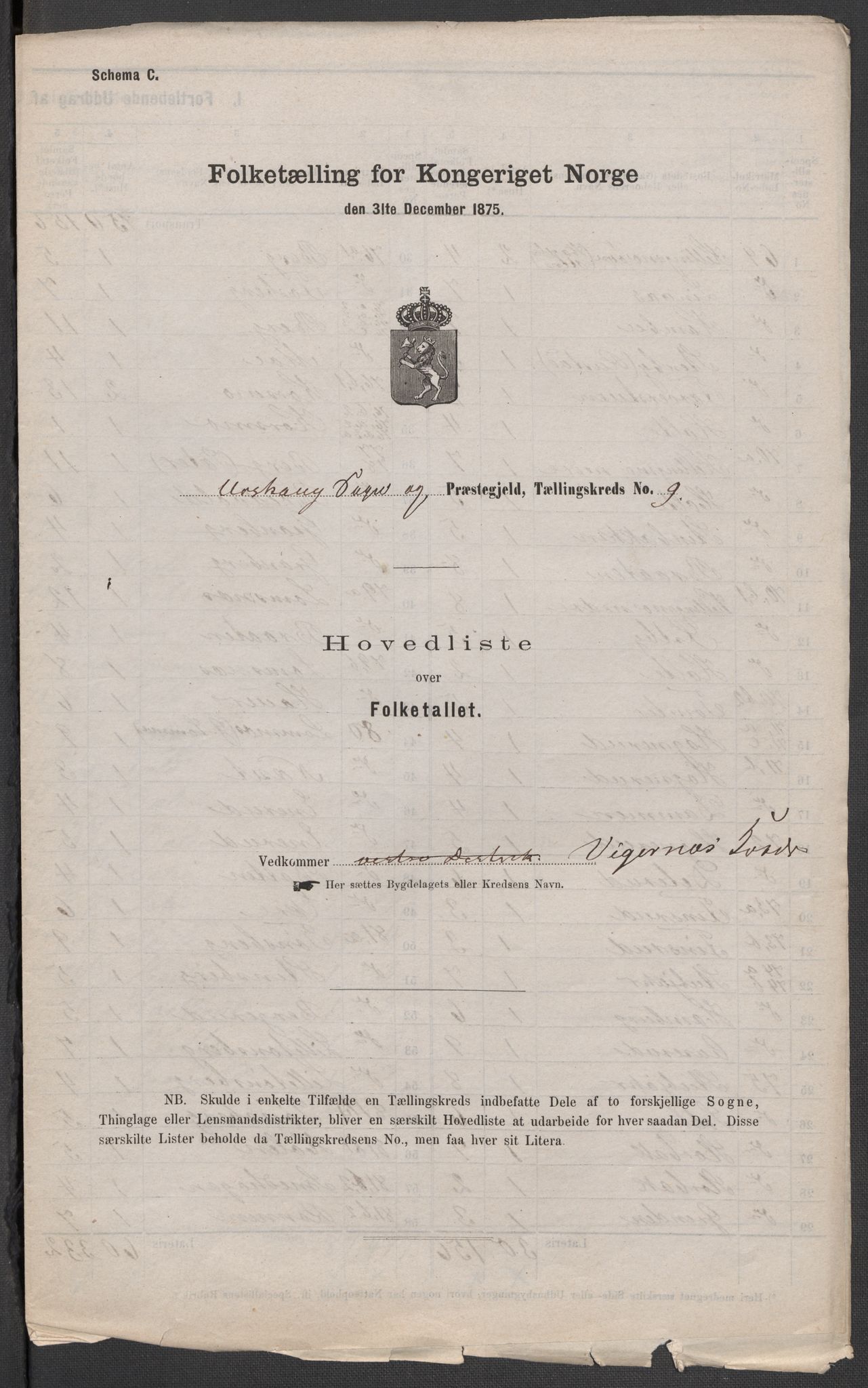 RA, Folketelling 1875 for 0224P Aurskog prestegjeld, 1875, s. 25