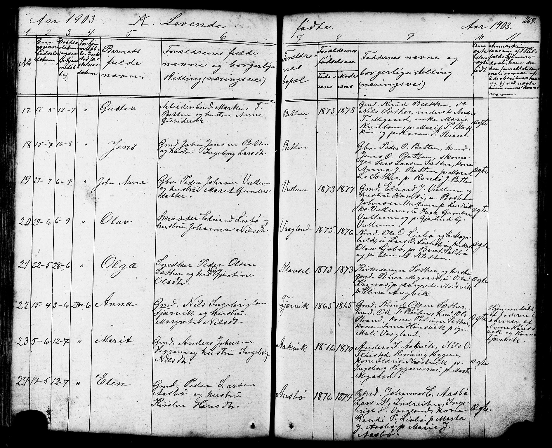 Ministerialprotokoller, klokkerbøker og fødselsregistre - Møre og Romsdal, AV/SAT-A-1454/576/L0890: Klokkerbok nr. 576C01, 1837-1908, s. 269