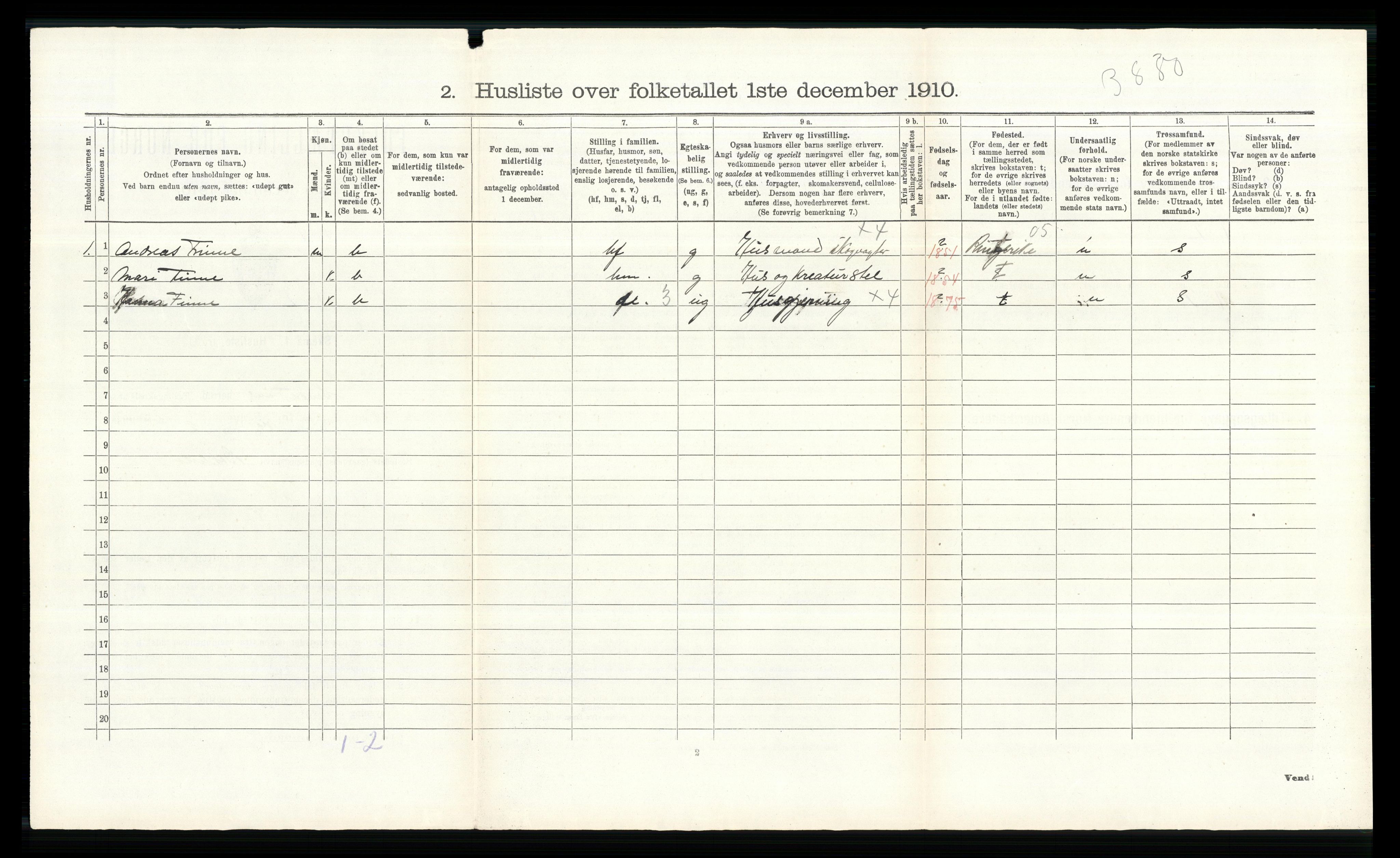 RA, Folketelling 1910 for 0519 Sør-Fron herred, 1910, s. 1053