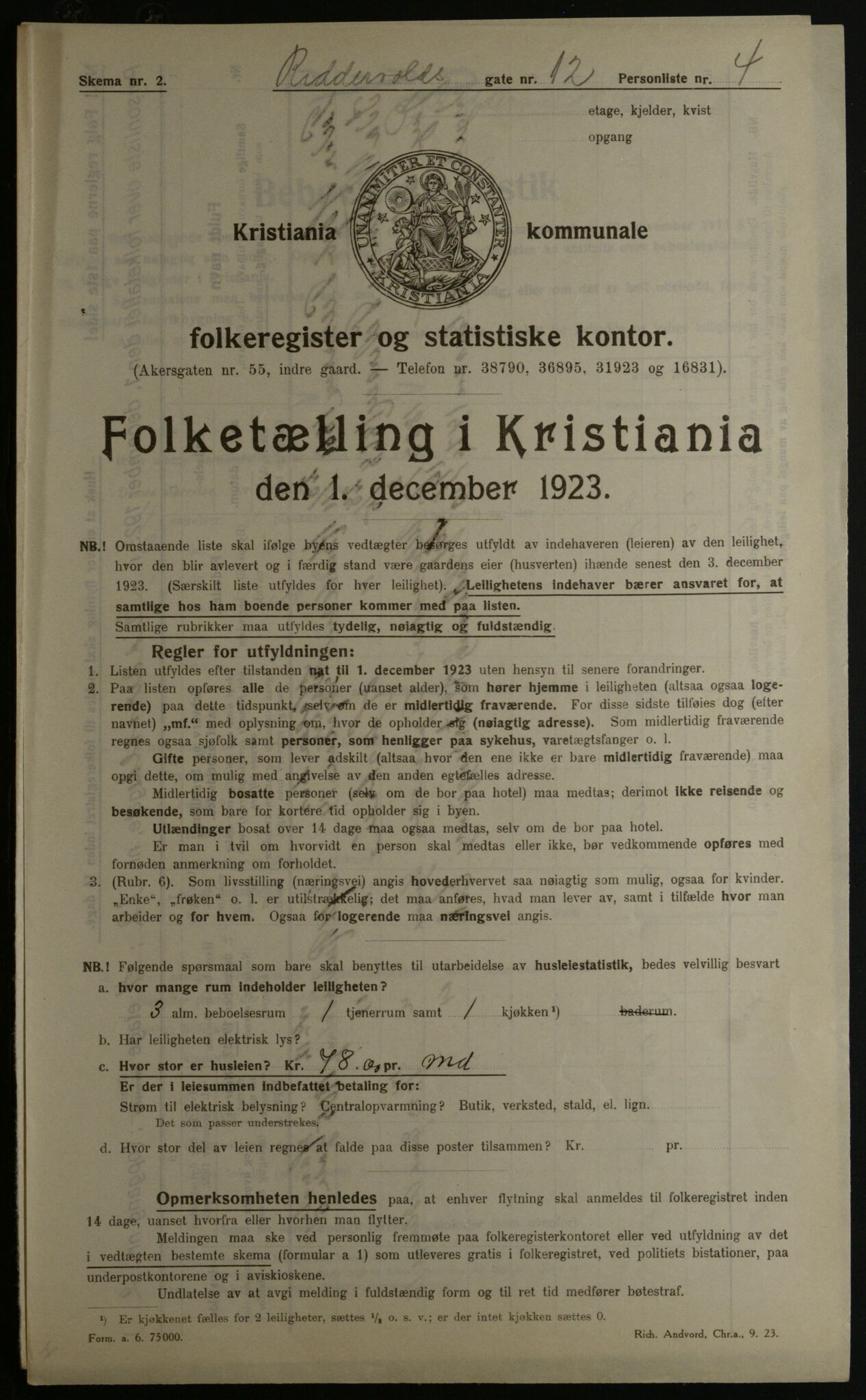 OBA, Kommunal folketelling 1.12.1923 for Kristiania, 1923, s. 91861