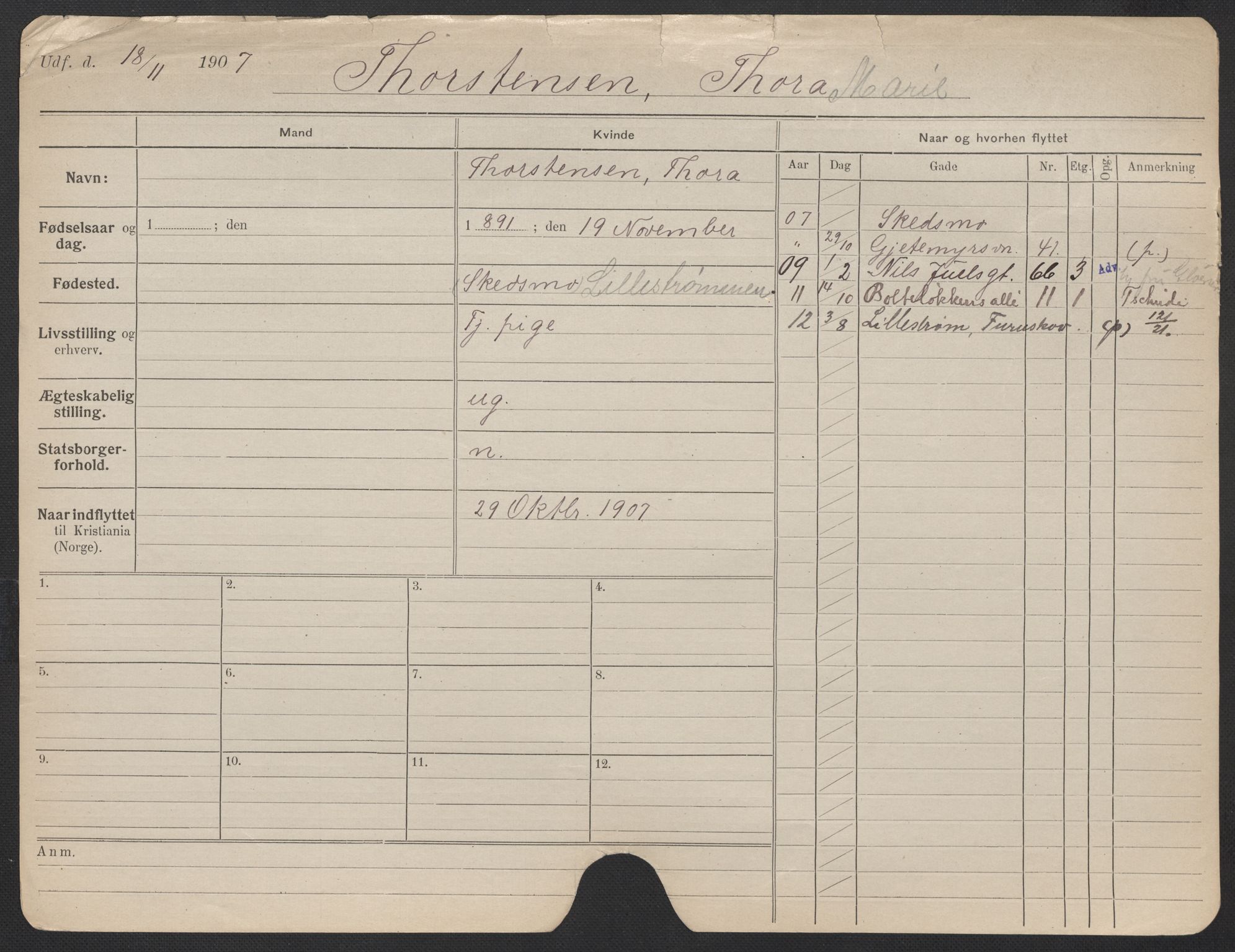 Oslo folkeregister, Registerkort, AV/SAO-A-11715/F/Fa/Fac/L0025: Kvinner, 1906-1914, s. 236a