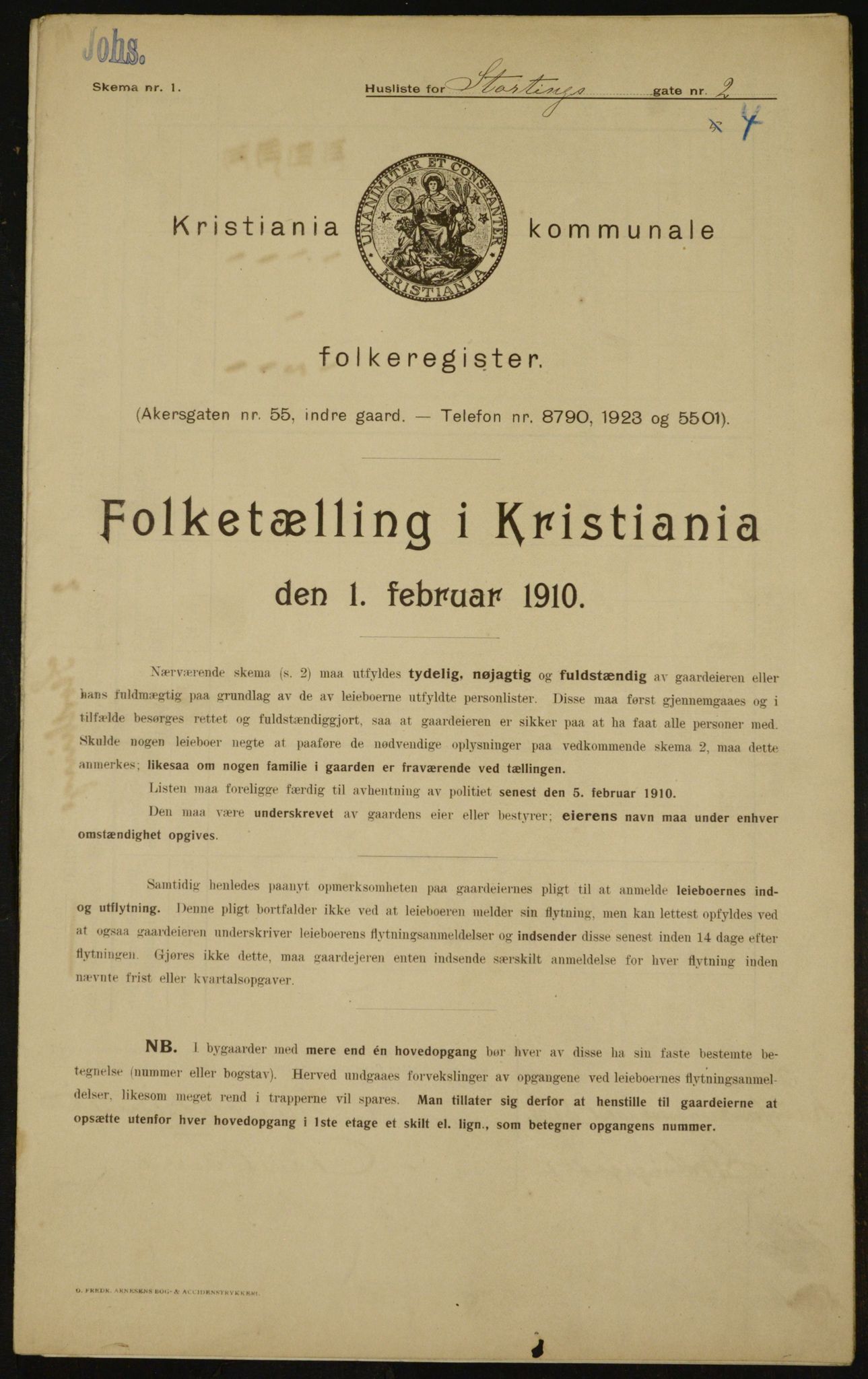 OBA, Kommunal folketelling 1.2.1910 for Kristiania, 1910, s. 98309