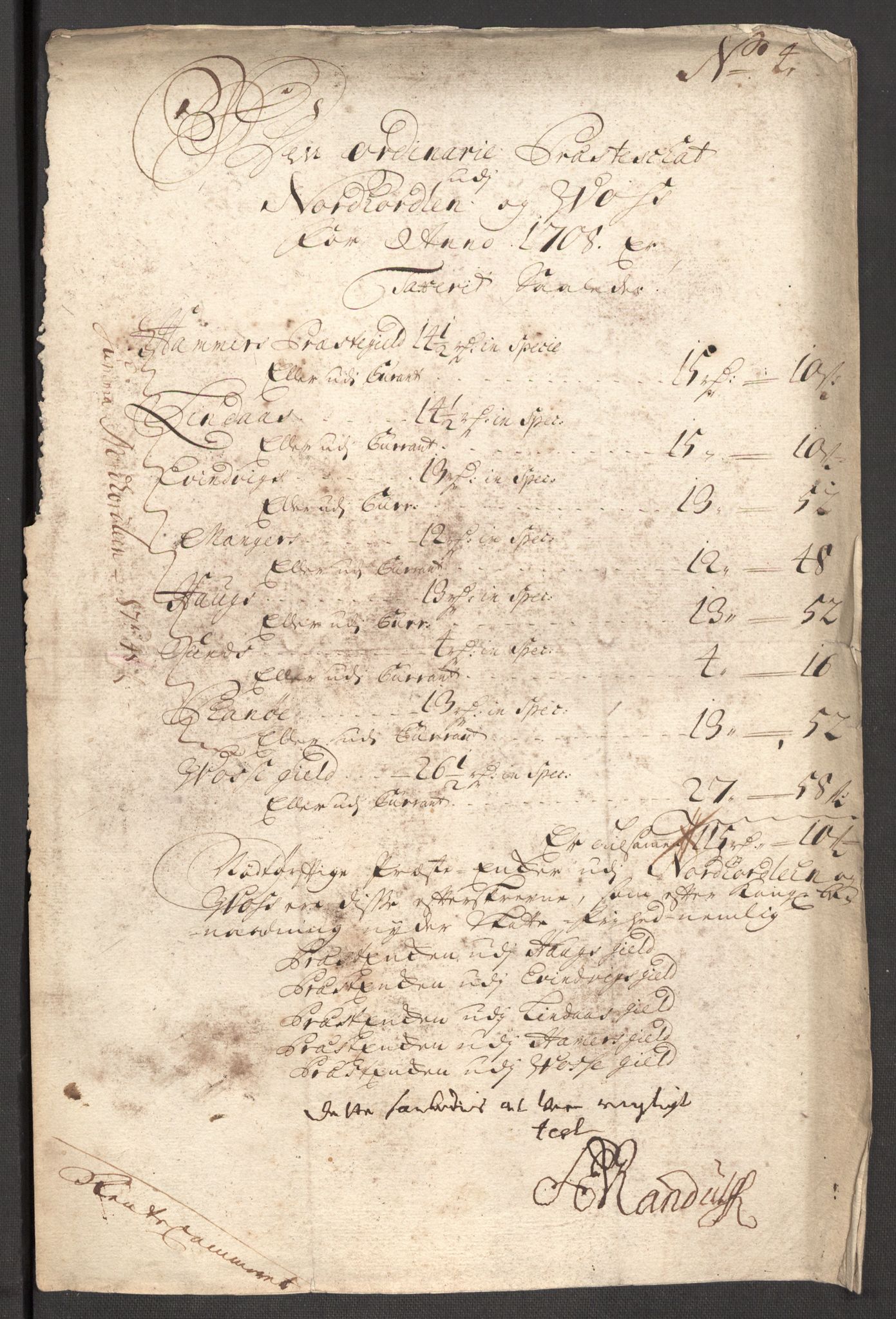Rentekammeret inntil 1814, Reviderte regnskaper, Fogderegnskap, RA/EA-4092/R51/L3189: Fogderegnskap Nordhordland og Voss, 1708, s. 240